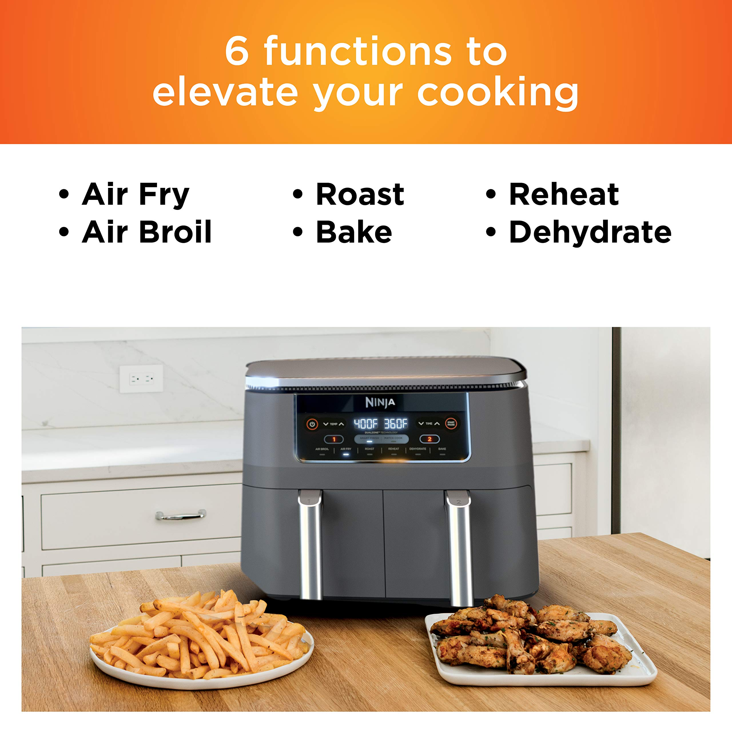 【Electronics】【BS】Ninja DZ201 Foodi 8 Quart 6-in-1 DualZone 2-Basket Air Fryer with 2 Independent Frying Baskets