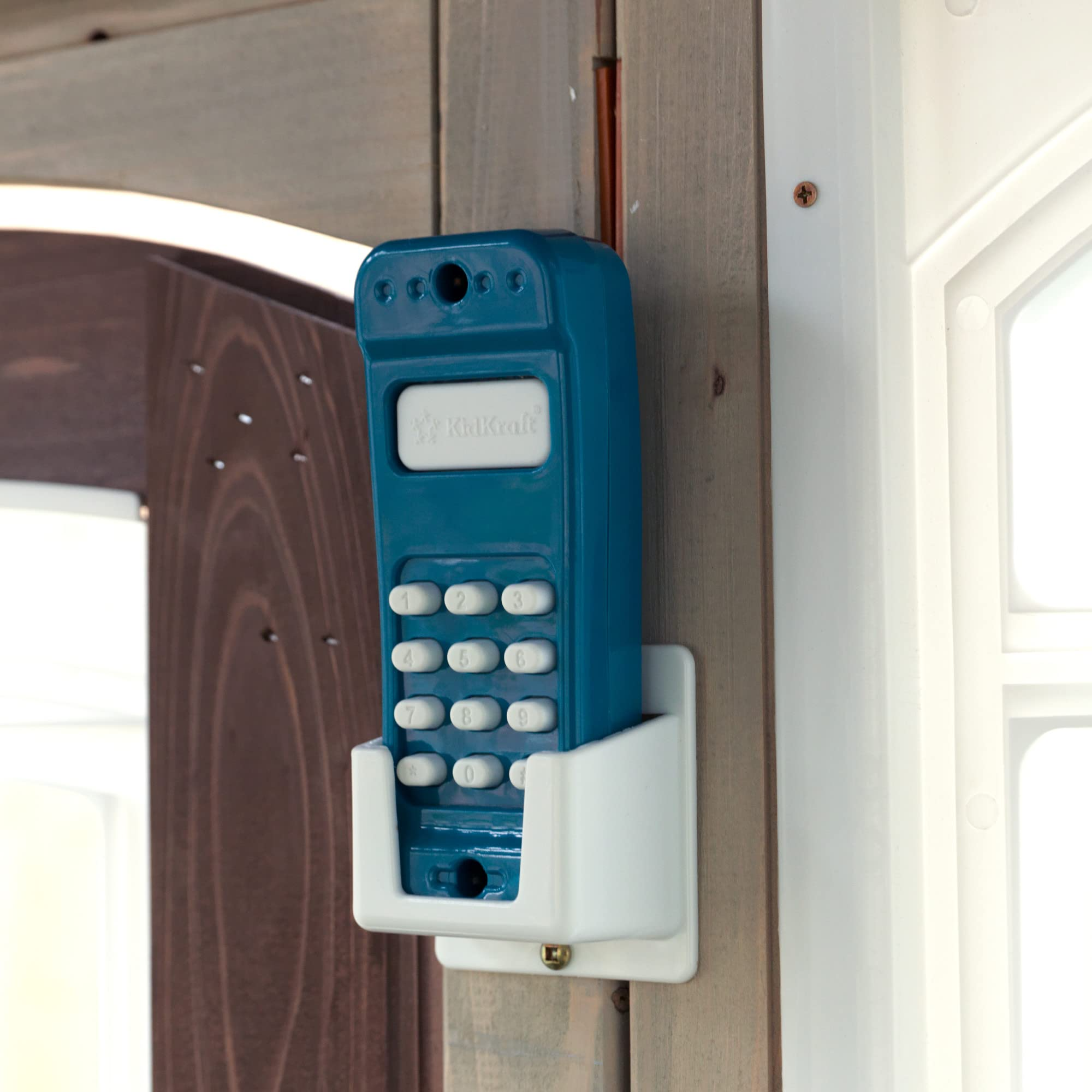 【Baby&Kids】Wooden Outdoor Playhouse, Ringing Doorbell, Mailbox and Awning, Gift for Ages 3-10