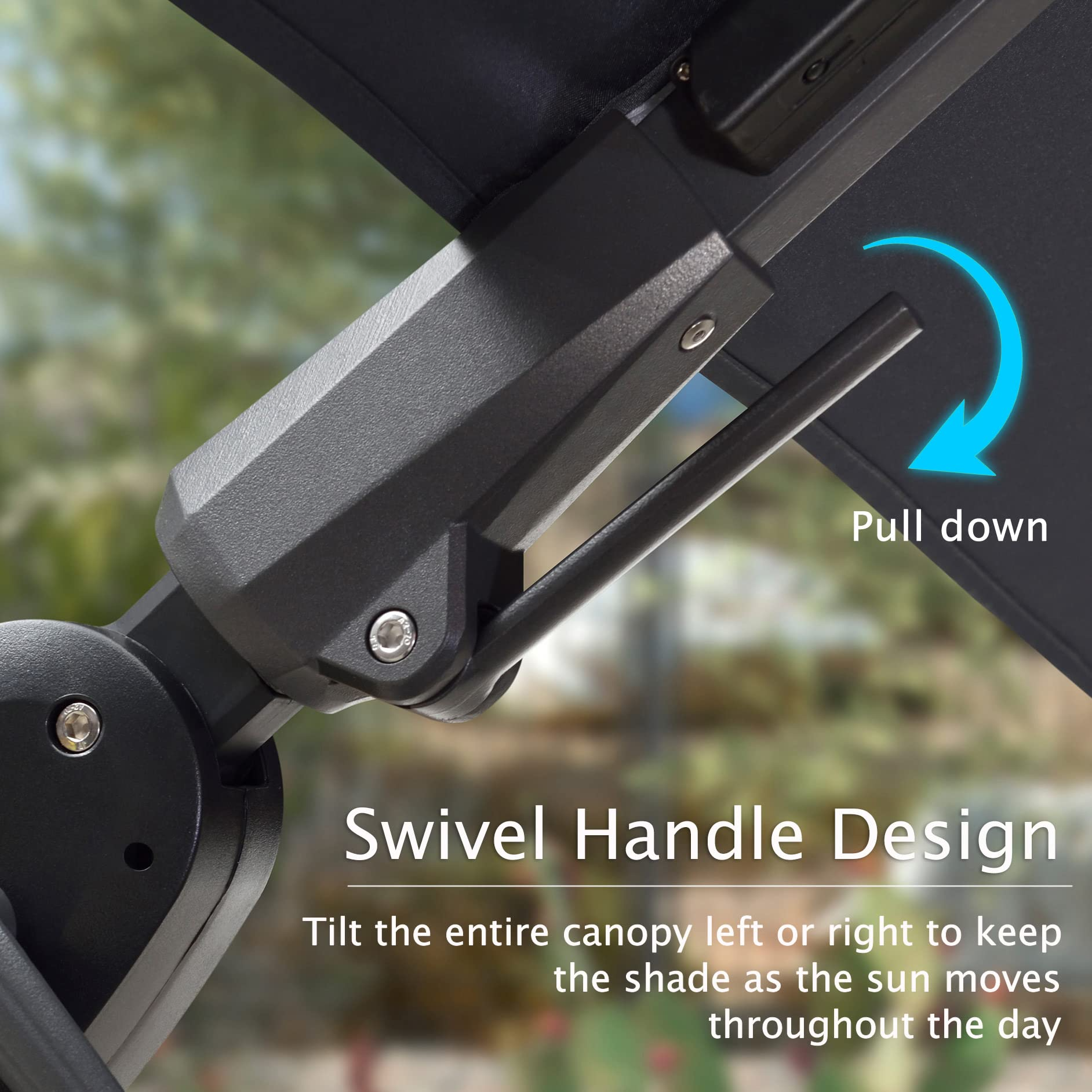 【Home&Garden】10 Feet Patio Umbrella Outdoor Cantilever Solar Powered LED Swivel Square Umbrella