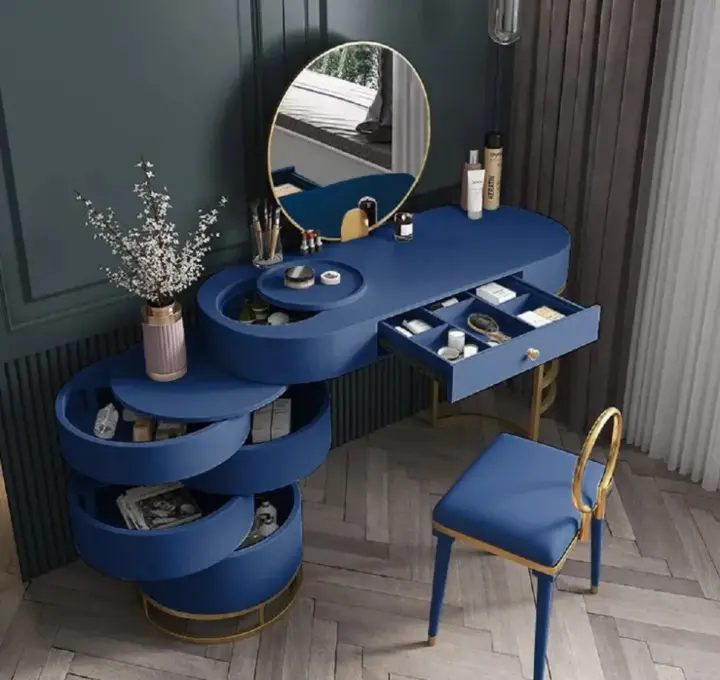 【Furniture】Dressing Table Set Vanity Desk Makeup Table with LED Lights Adjustable Brightness Mirror