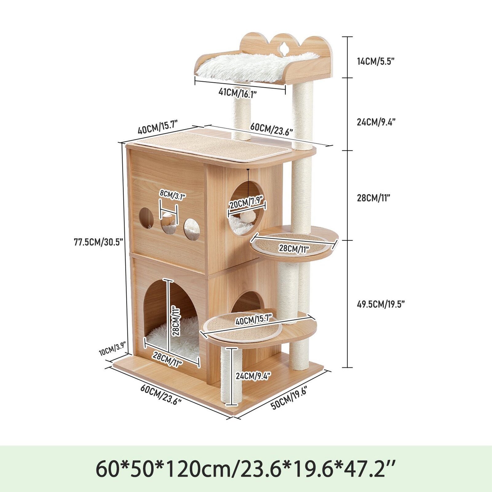 【Pet】47 Wooden Luxury Cat Tree