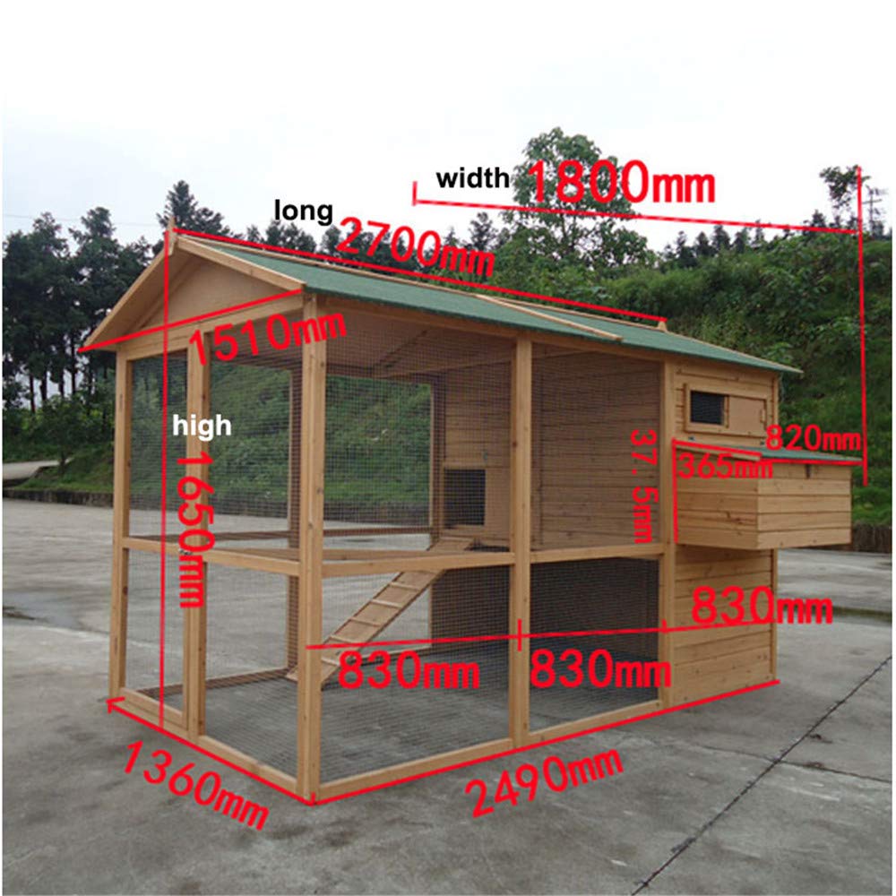 【Pet】Large Size Fir Wooden Waterproof Roof Green Chicken Coops
