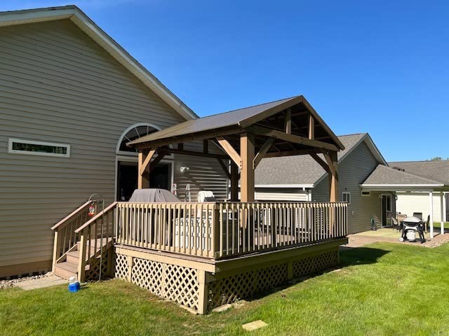 【Gazebo】14x12 Outdoor Pavilion Gazebo, Pre-Stained Premium Cedar Wood & Aluminum