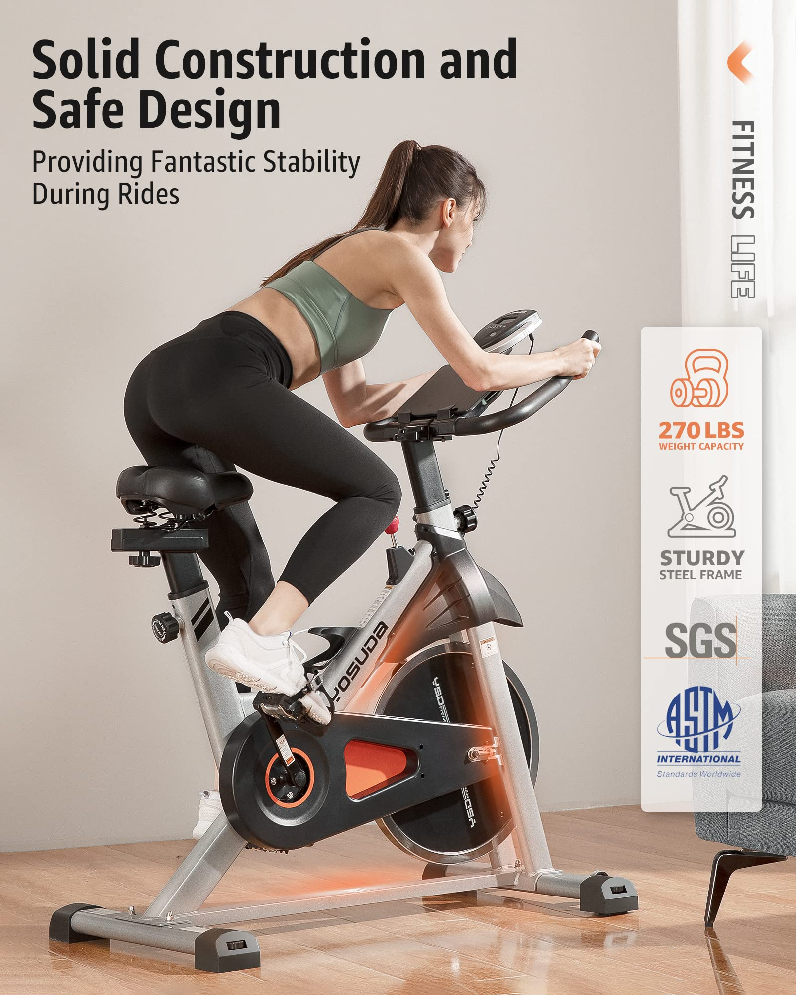 【Sports&Outdoors】Indoor Cycling Bike Stationary Bike - Cycle Bike with Ipad Mount & Comfortable Seat Cushion