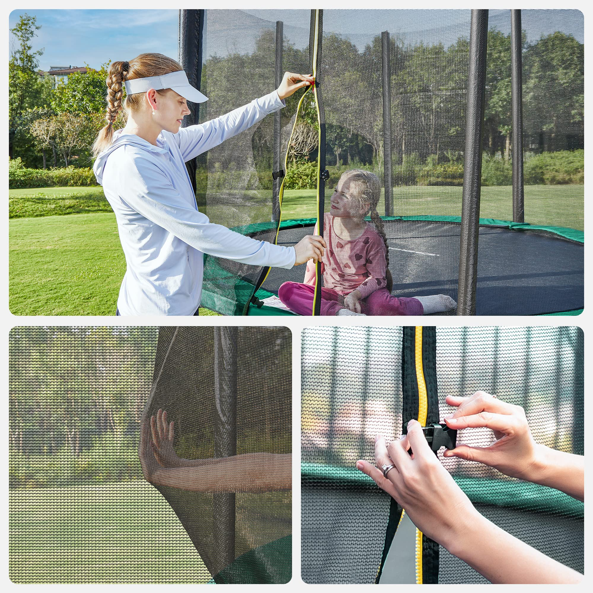【Baby&Kids】Trampoline, 12 ft Round Trampoline for the Garden with Ladder, Safety Net Enclosure