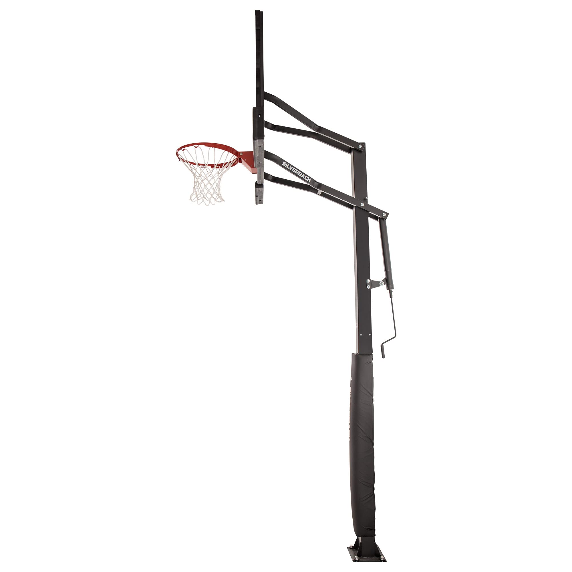【Sports&Outdoors】Silverback In-Ground Basketball Hoop with Adjustable-Height Tempered Glass Basketball Goal Backboard
