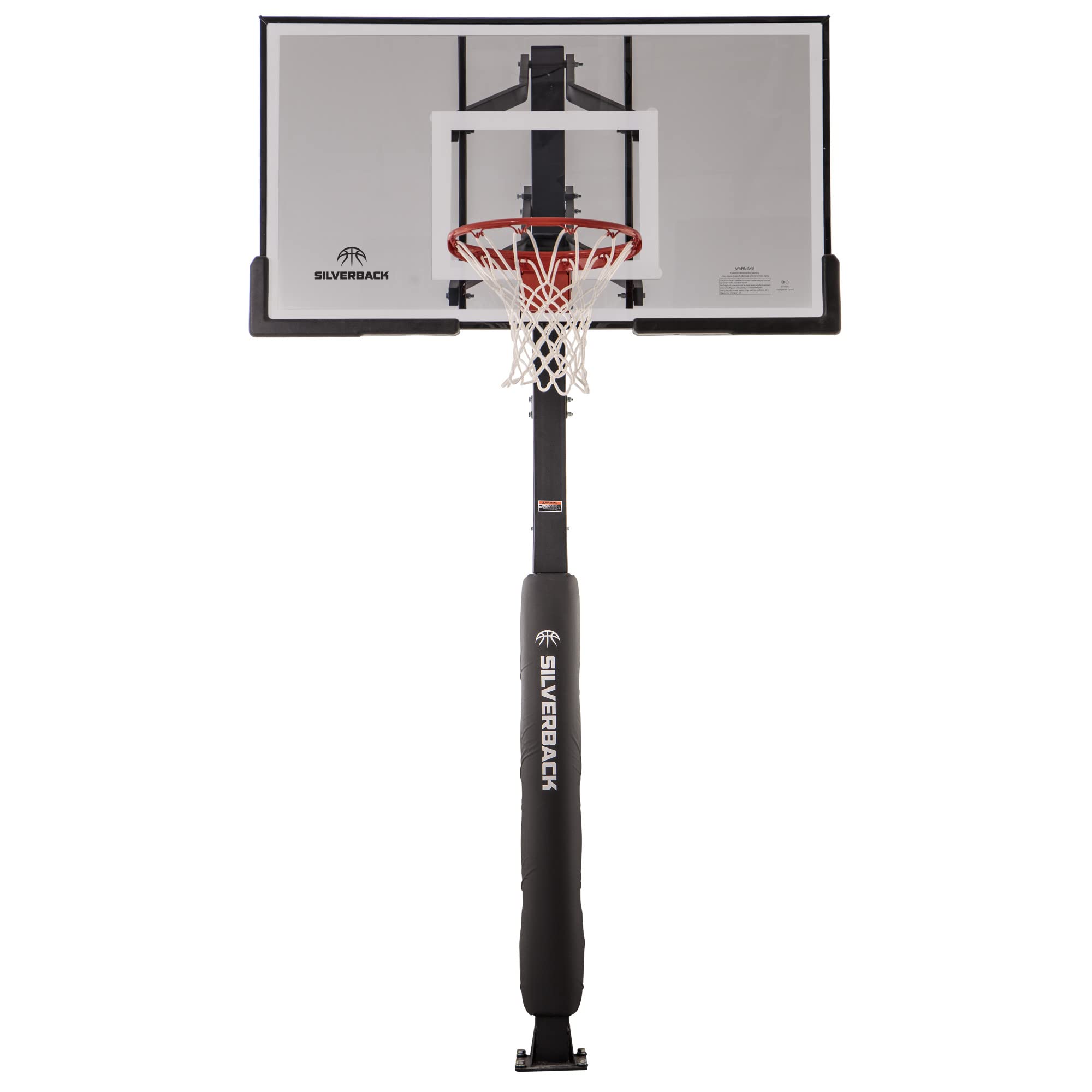 【Sports&Outdoors】Silverback In-Ground Basketball Hoop with Adjustable-Height Tempered Glass Basketball Goal Backboard