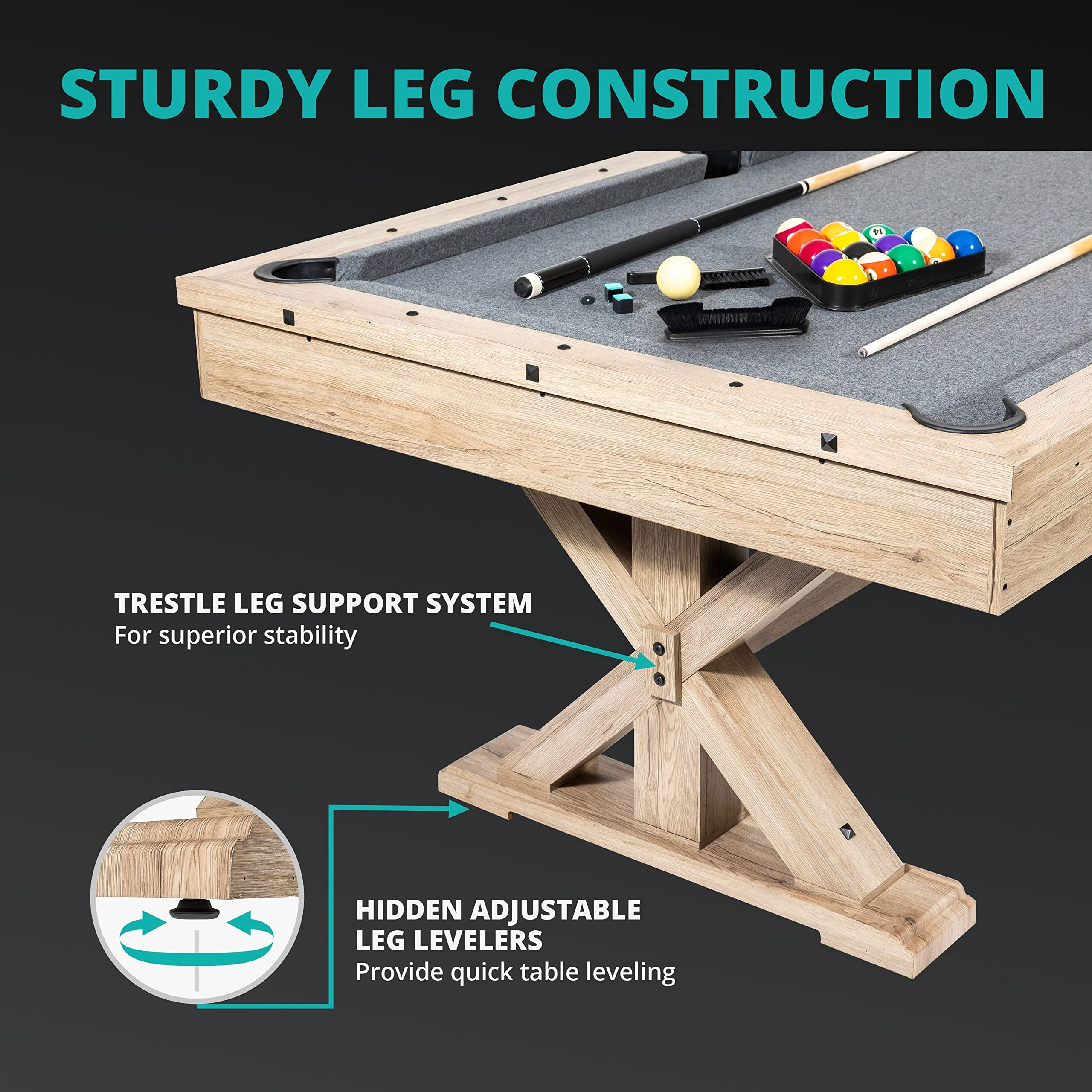 【Sports&Outdoors】【BS】Rockford 7-FT 3 in 1 Multi Game Featuring Pool Dining Table & Table Tennis Tables