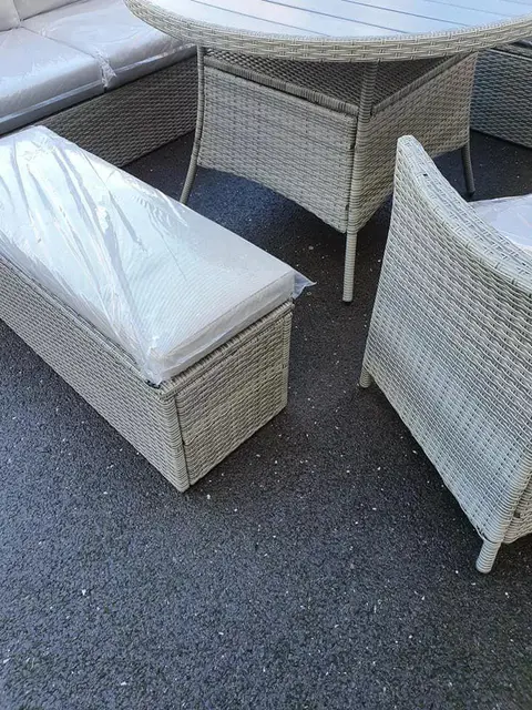 【Home&Garden】【BS】9 seater luxury set of garden furniture in grey rattan