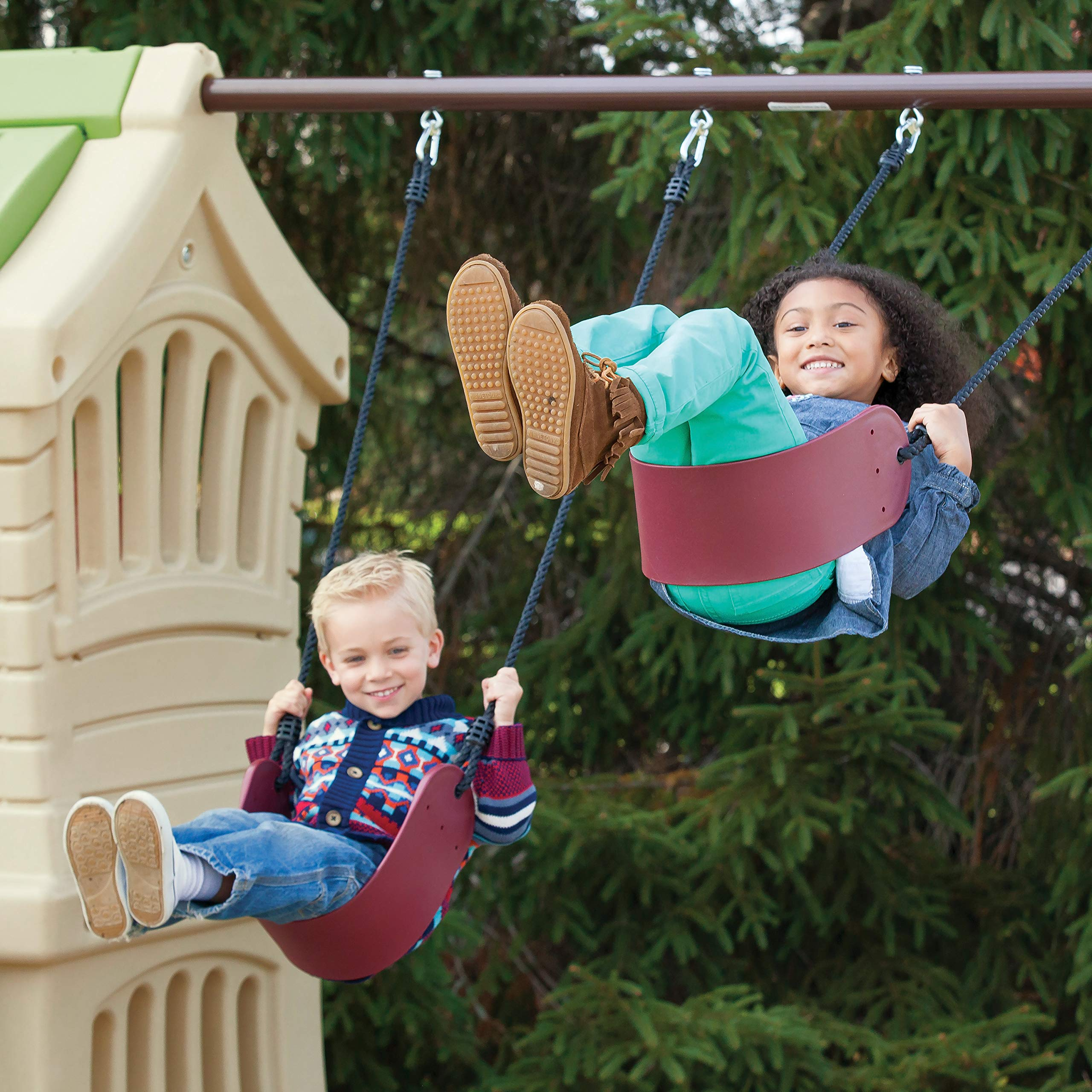 【Baby&Kids】Play Up Gym Set, Kids Outdoor Swing Set with Slide, Plastic Play Set with Swings