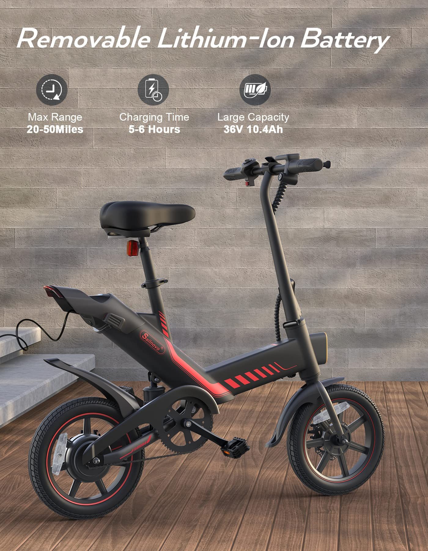 【Sports&Outdoors】Electric Bicycle, Sailnovo 14'' Electric Bike for Adults & Teenagers