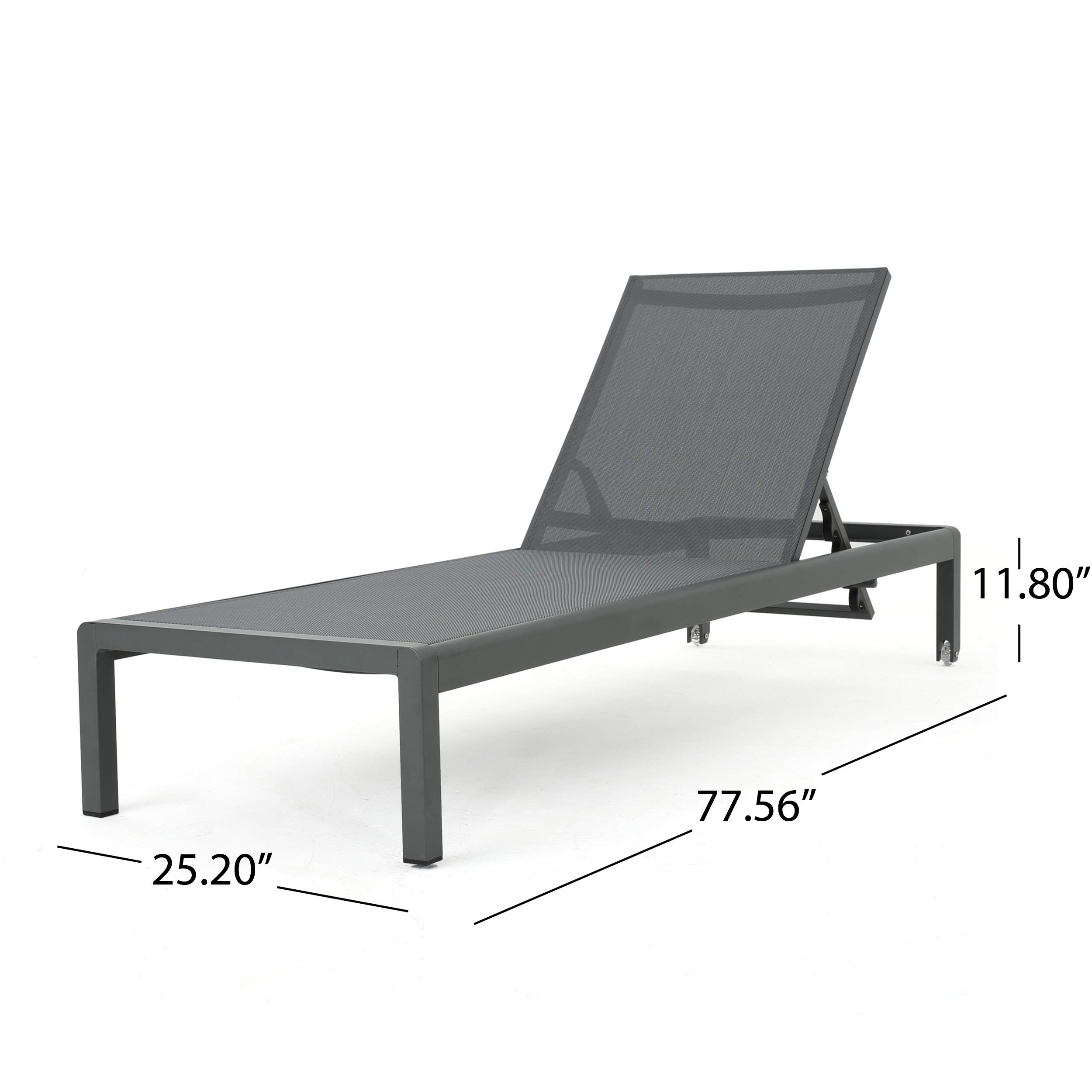 【Home&Garden】Coral Bay Outdoor Aluminum Chaise Lounges with Mesh Seat, 4-Pcs Set, Grey  Dark Grey