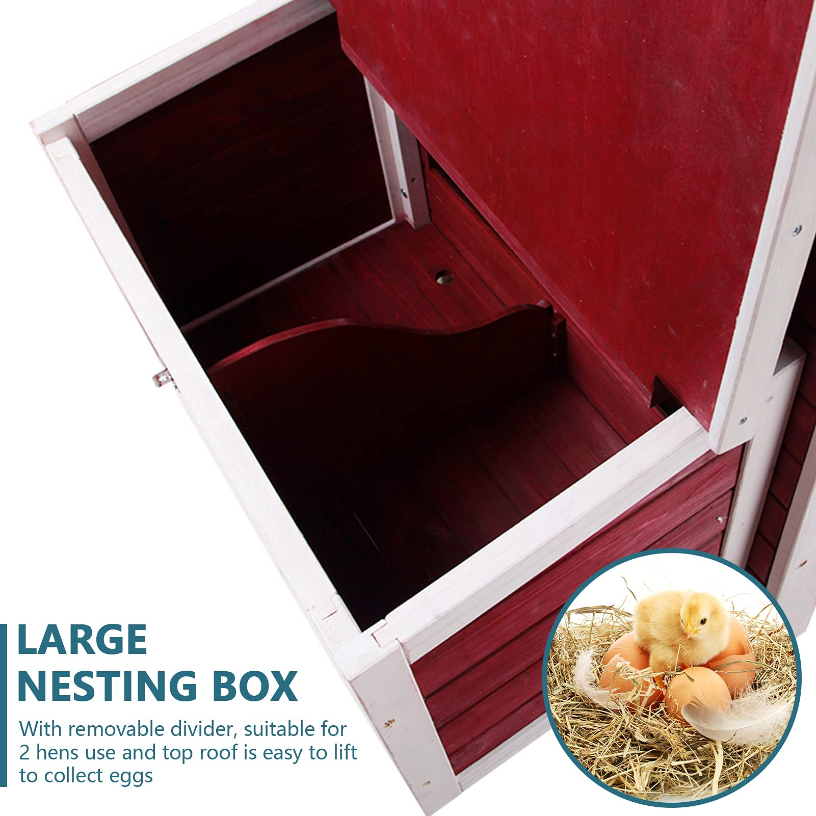 【Home&Garden】Weatherproof Outdoor Chicken Coop with Nesting Box, Outdoor Hen House with Removable Bottom