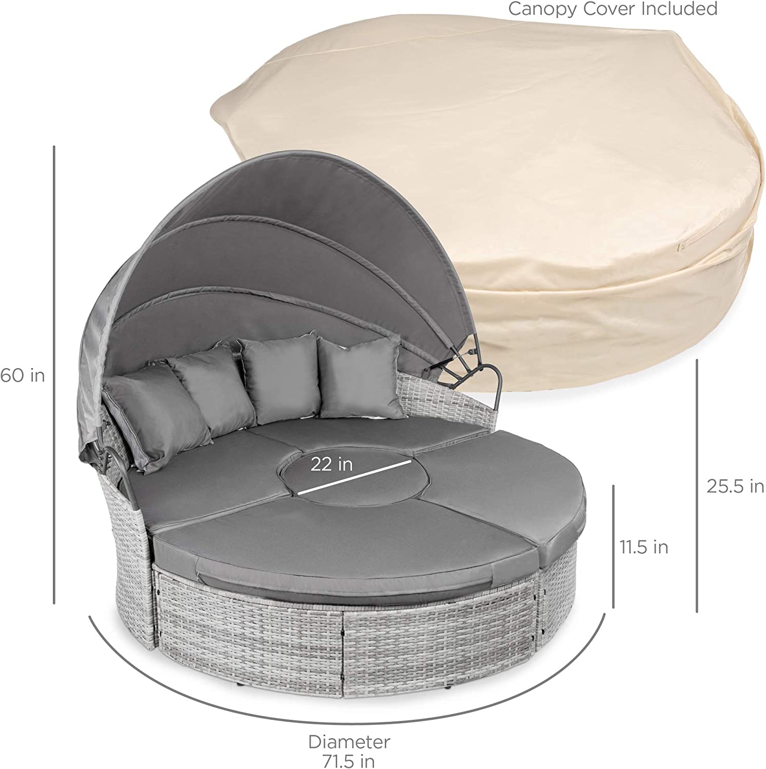 Best Choice Products 5-Piece Modular Patio Wicker Daybed Sectional Conversation Lounger Set w/ 2-in-1 Setup