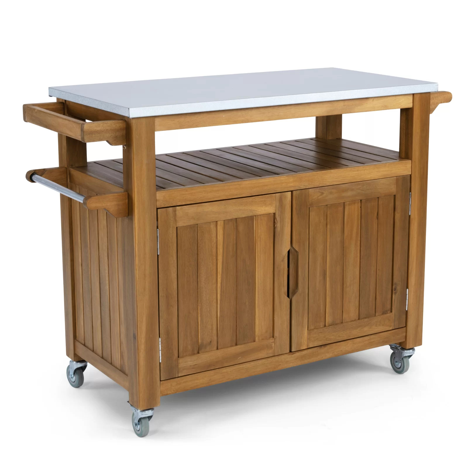 【Home&Garden】Amagansett Sand & Stable Bar Cart with Solid Wood Outer Material