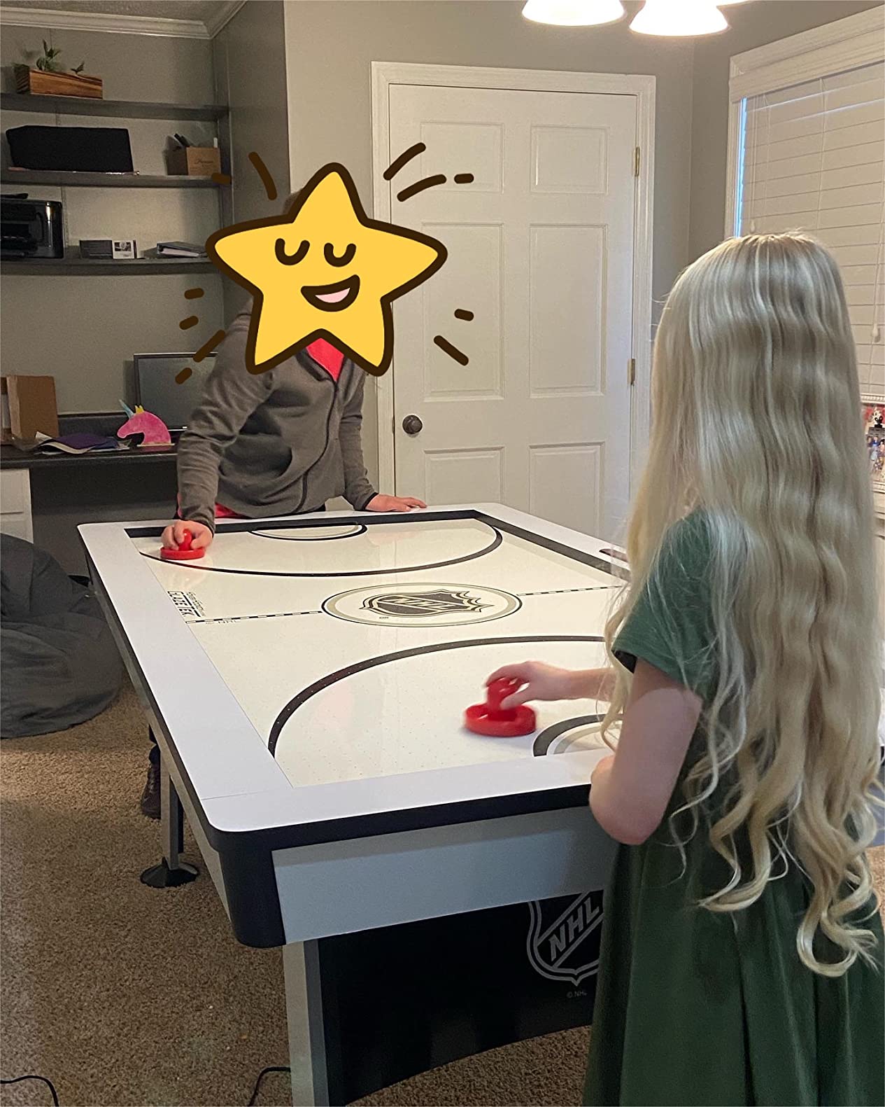 【Sports&Outdoors】Multi-Game Tables, Play 2-in-1 Air Hockey Table with Table Tennis Top