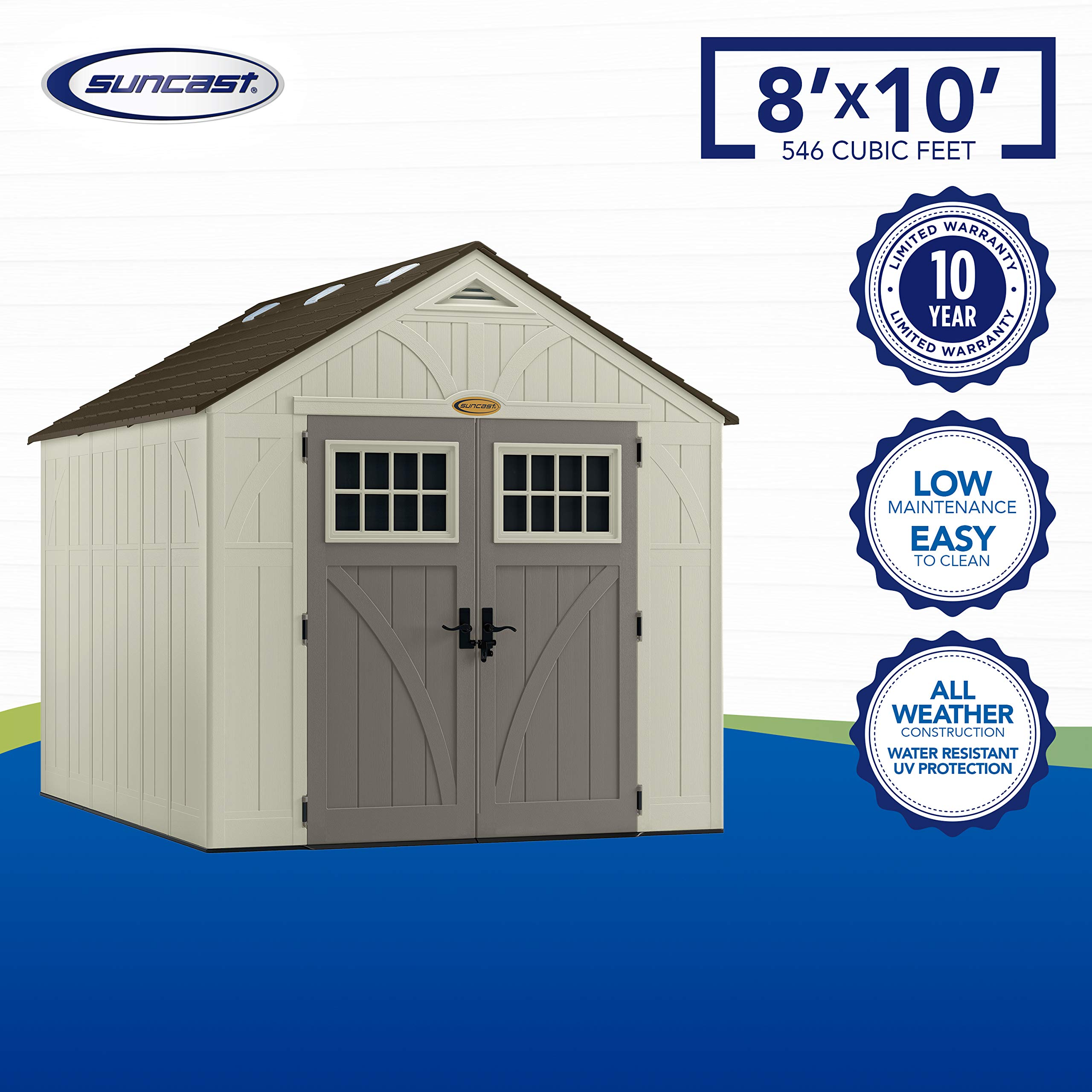 8' x 10' Heavy-Duty Resin Tremont Storage Shed, Vanilla
