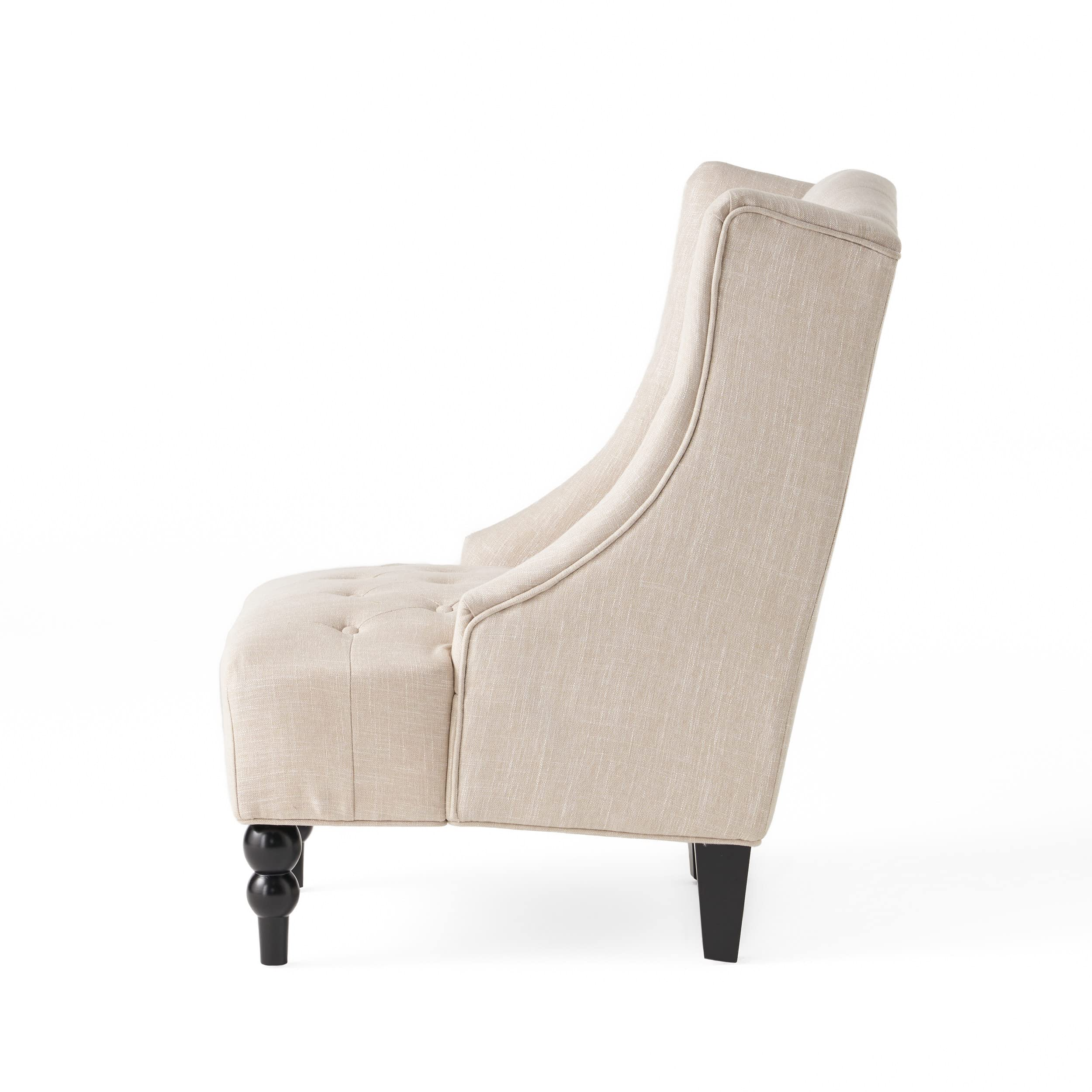 【Furniture】Great Deal Furniture Clarice Tall Wingback Tufted Fabric Accent Chair