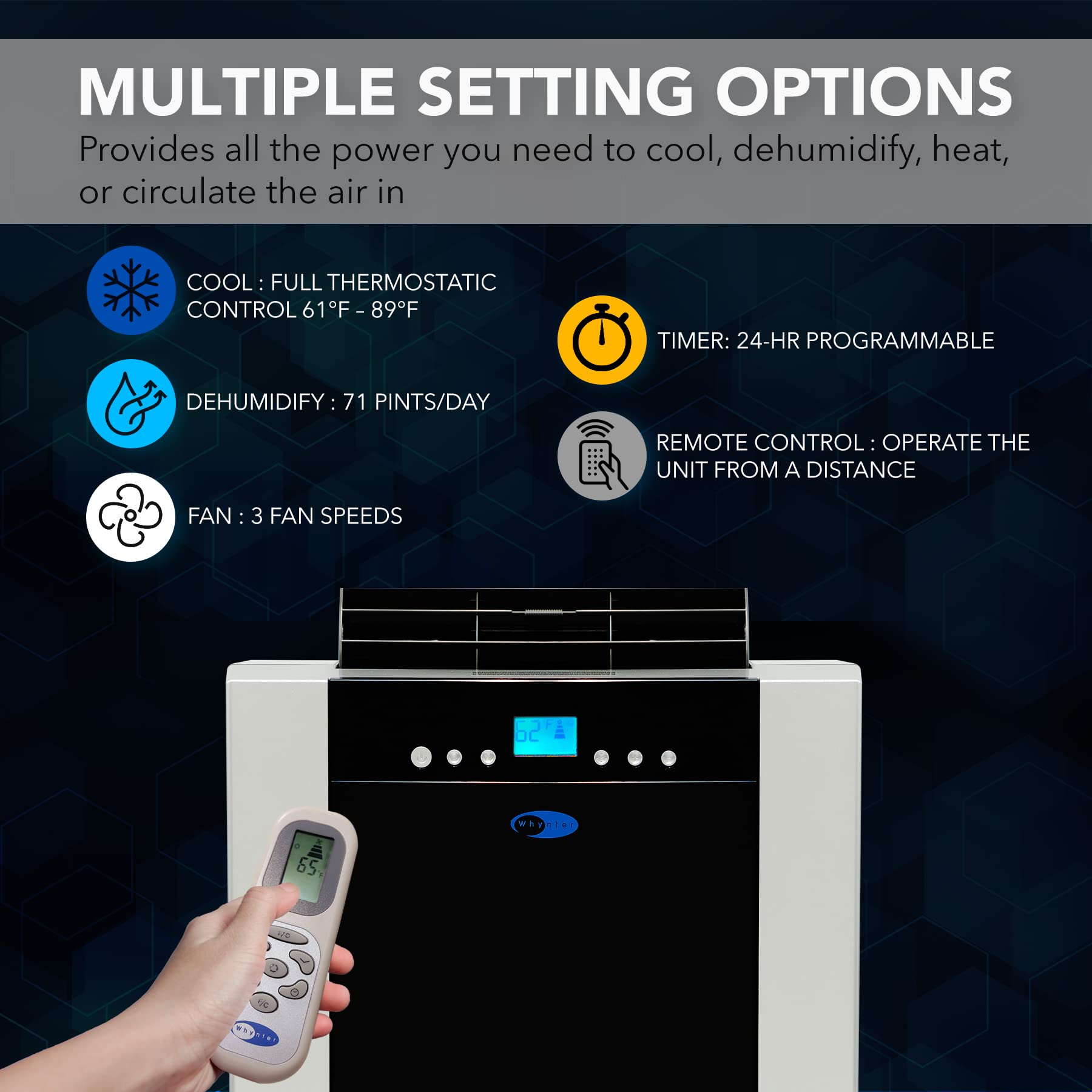 【Appliances】14,000 BTU Dual Hose Portable Air Conditioner with Dehumidifier & Fan for Rooms Up to 500 Square Feet