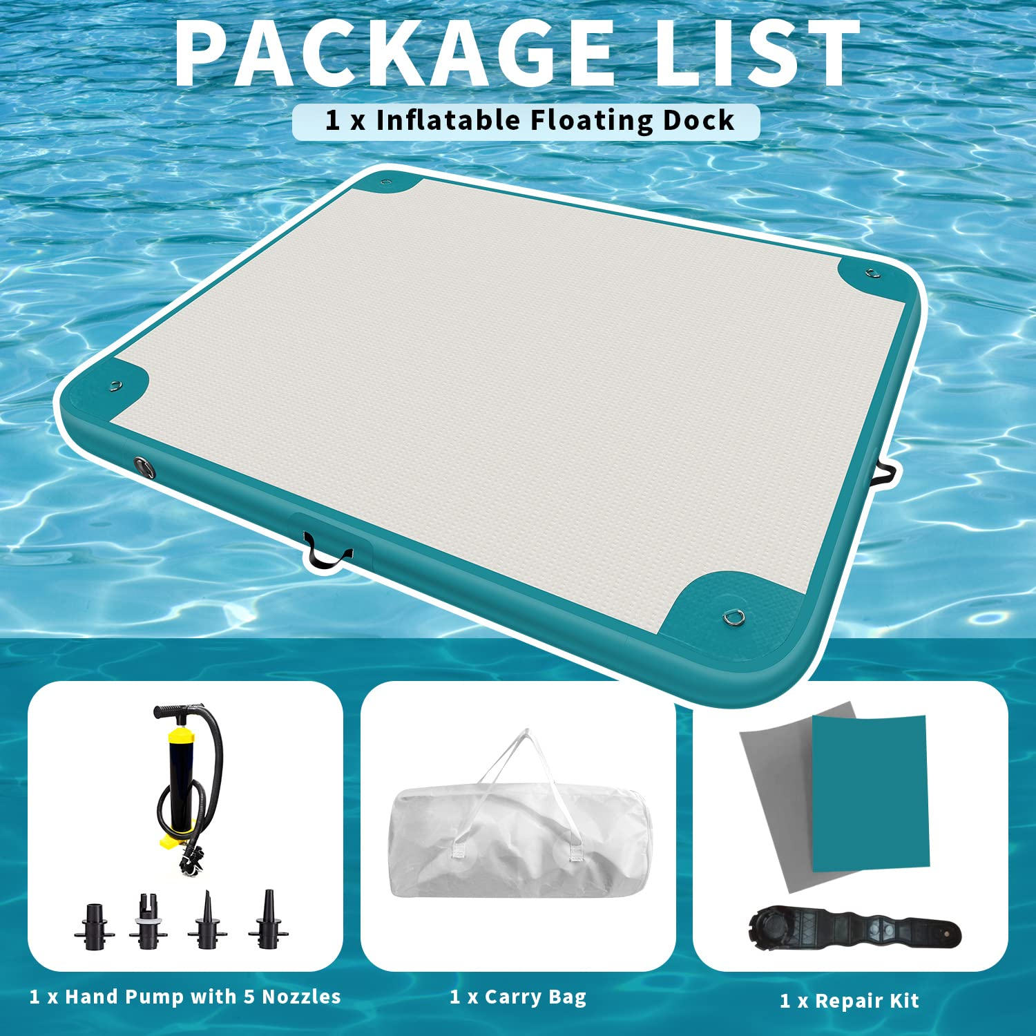 【Sports&Outdoors】Inflatable Dock Platform for Lake, Inflatable Dock Platform Floating Island Raft