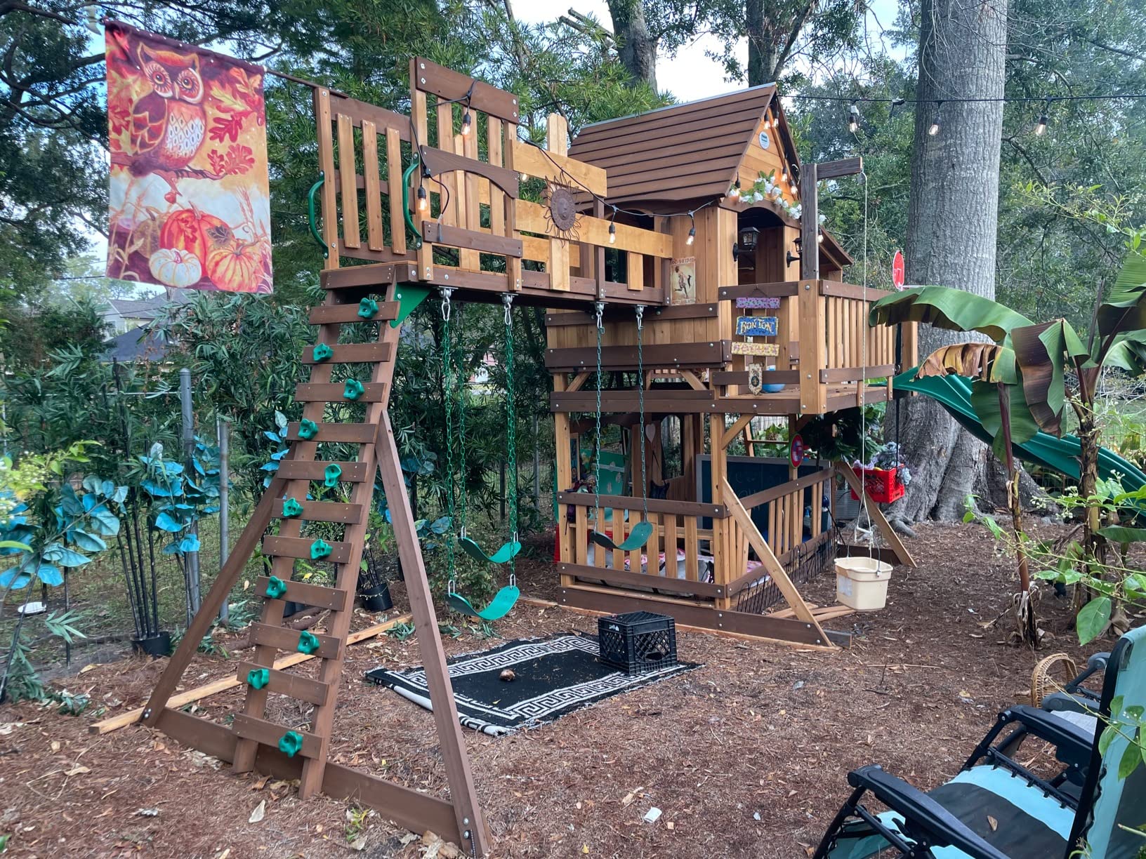 【Baby&Kids】Woodridge Elite All Cedar Wood Swing Set, Upper and Lower Deck, Sandbox, Vented Tunnel