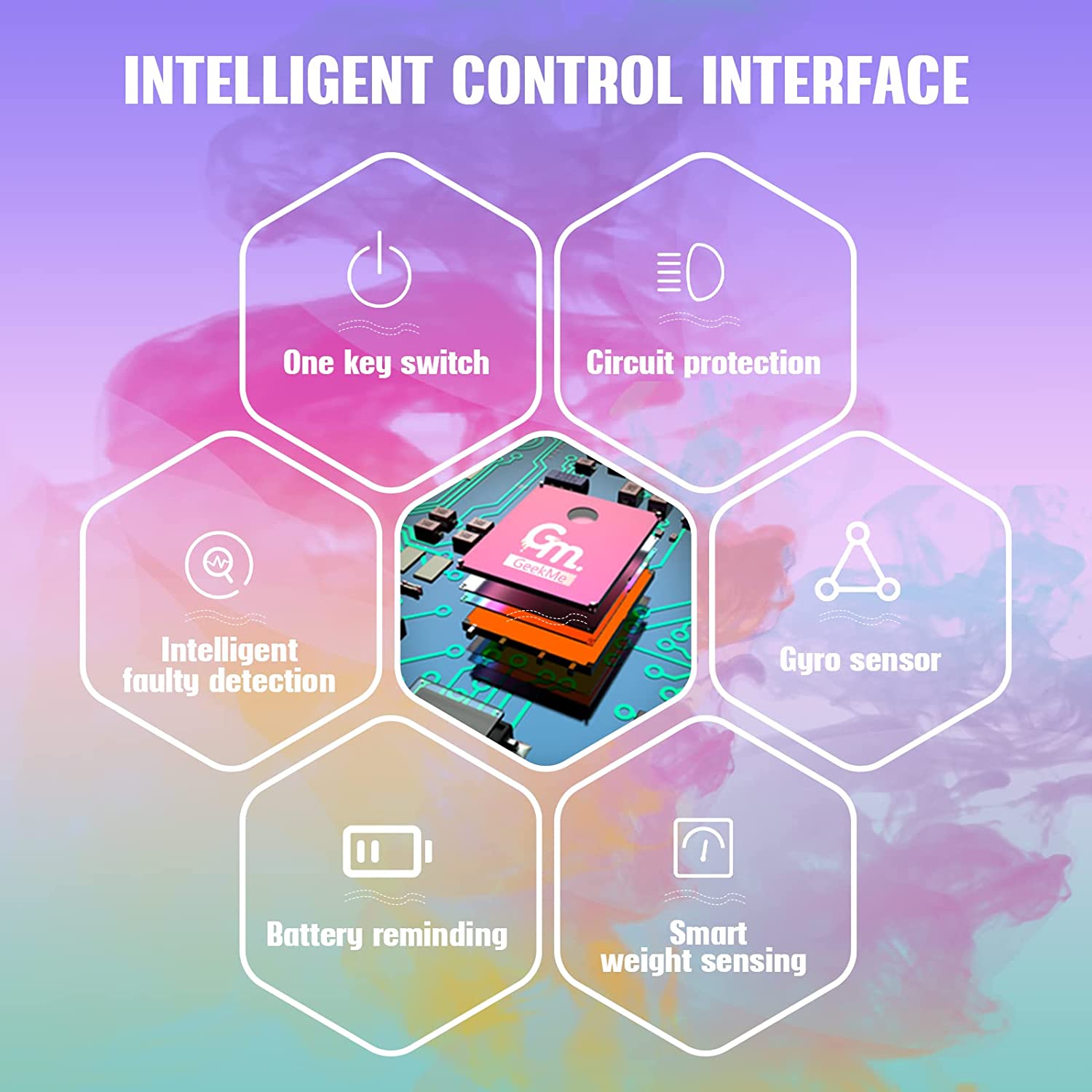 GeekMe hoverboards go kart attachment, Hoverboards with Hoverkart 6.5 inch with Bluetooth Speaker, LED Lights, Gift for Kid, Teenager and Adult