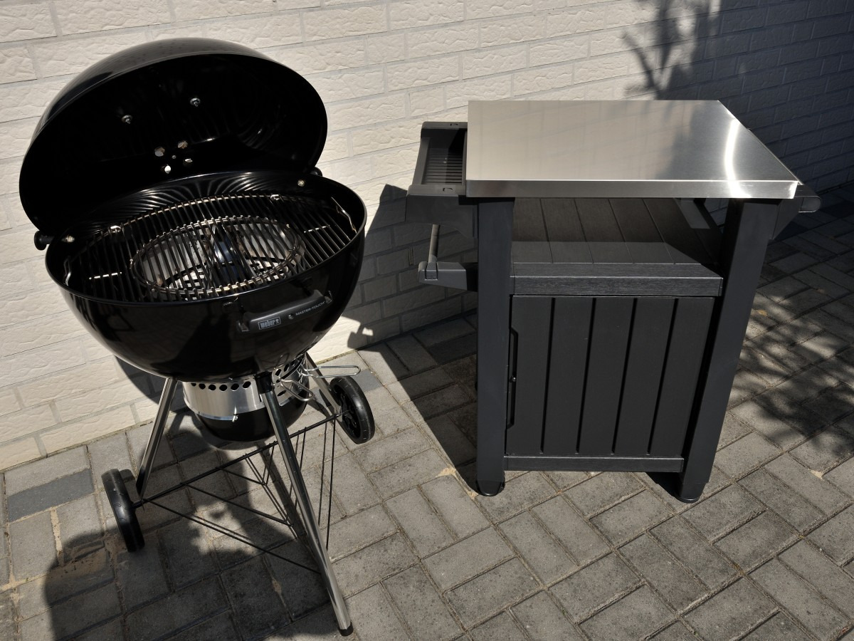 【Home & Garden】Outdoor Portable Entertainment Kitchen Storage and Food Station, Graphite, 70 x 54 x 90 cm