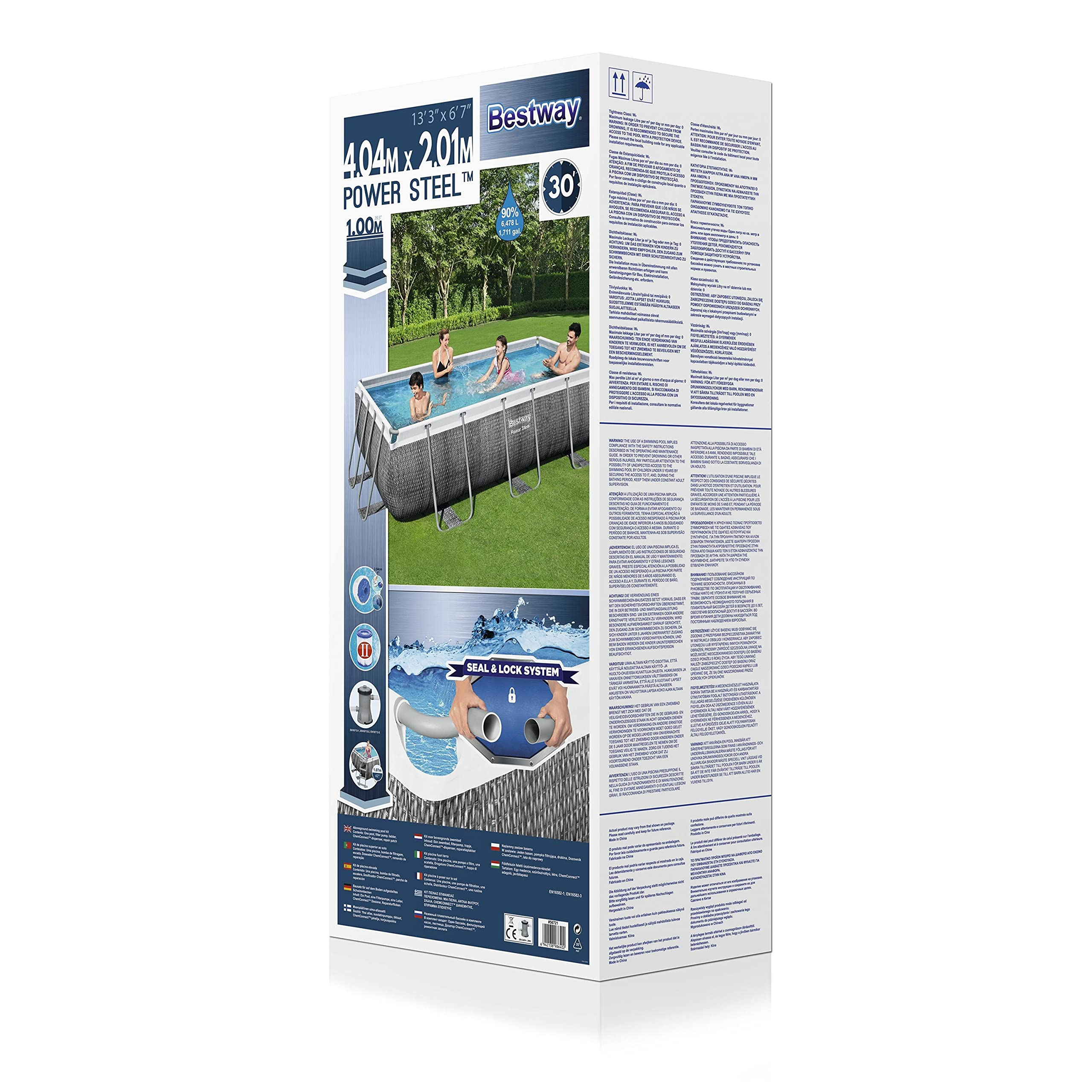 【Sports&Outdoors】Steel above ground pool, with filter and ladder, Grey rattan Print, 13.3 FT