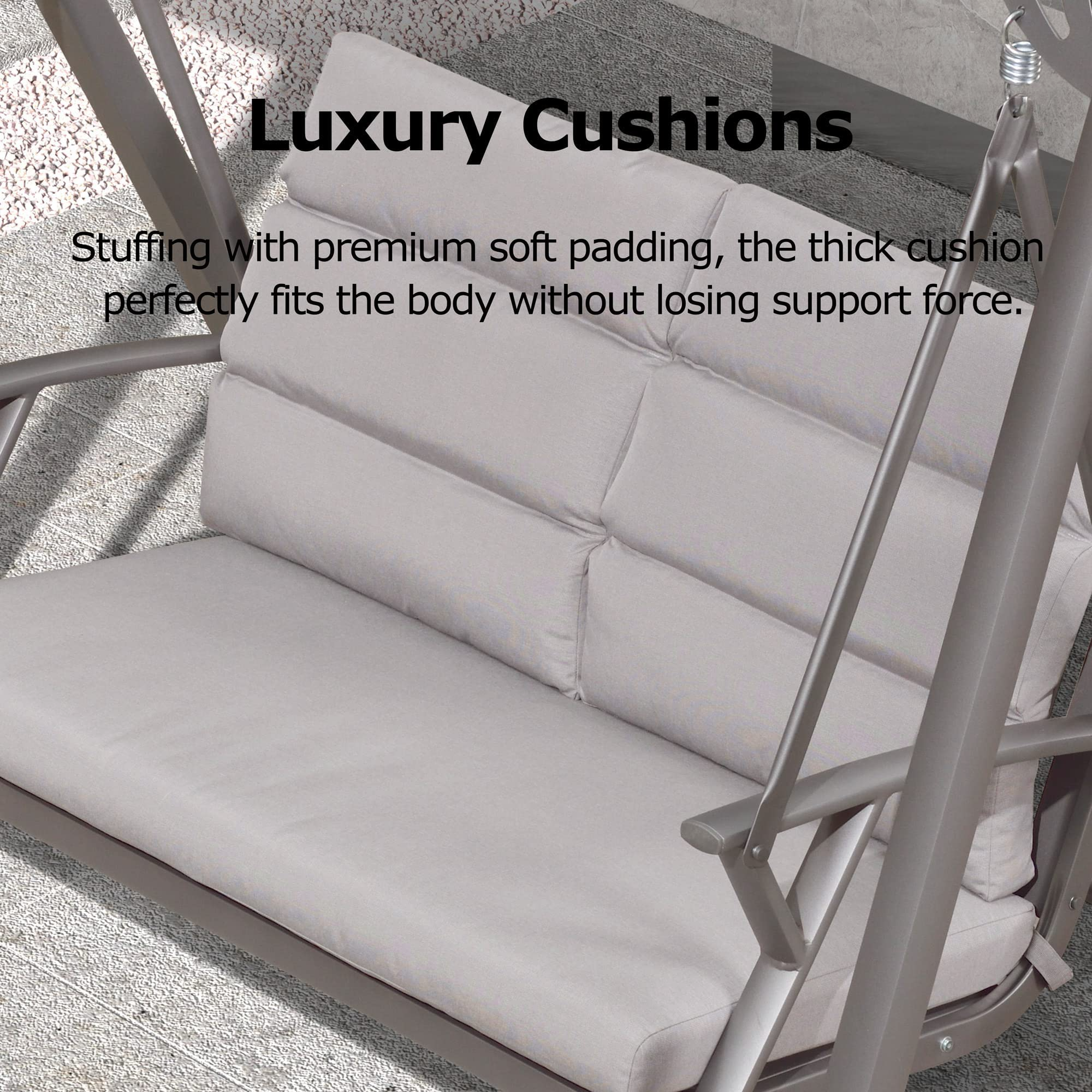 【Home&Garden】Modern Patio Swing Chair with Canopy Outdoor Deluxe 2 Person Yard Hammock Swing