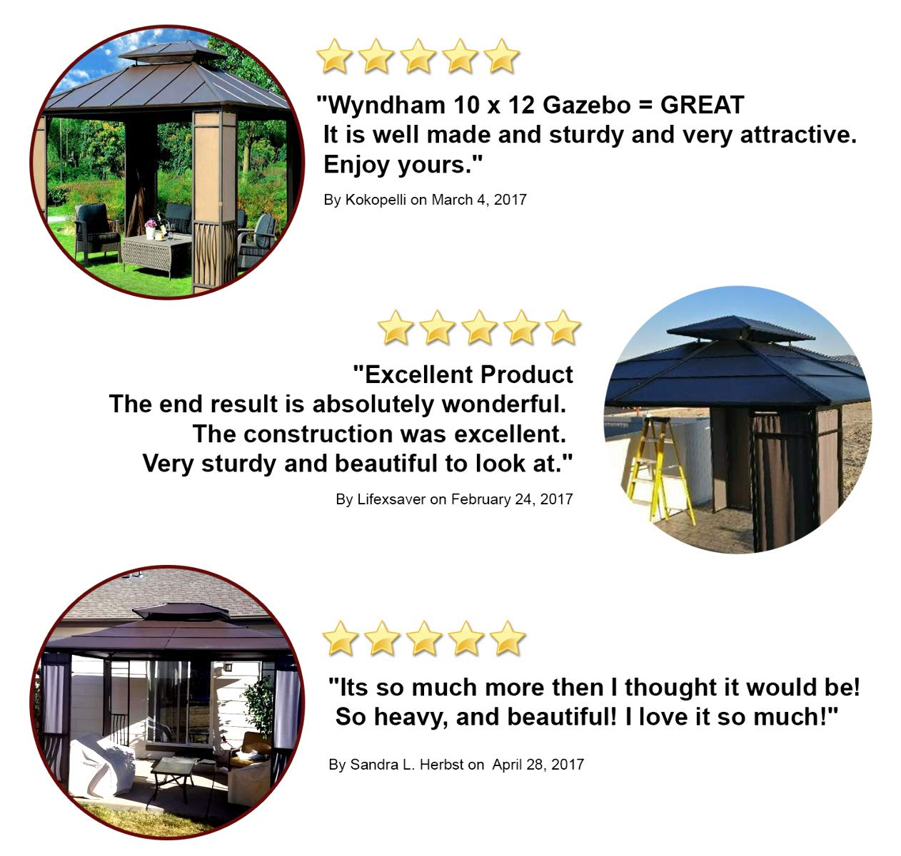 【Gazebo】10x12 Heavy Duty Galvanized Steel Hardtop Wyndham Patio Gazebo with Mosquito Netting