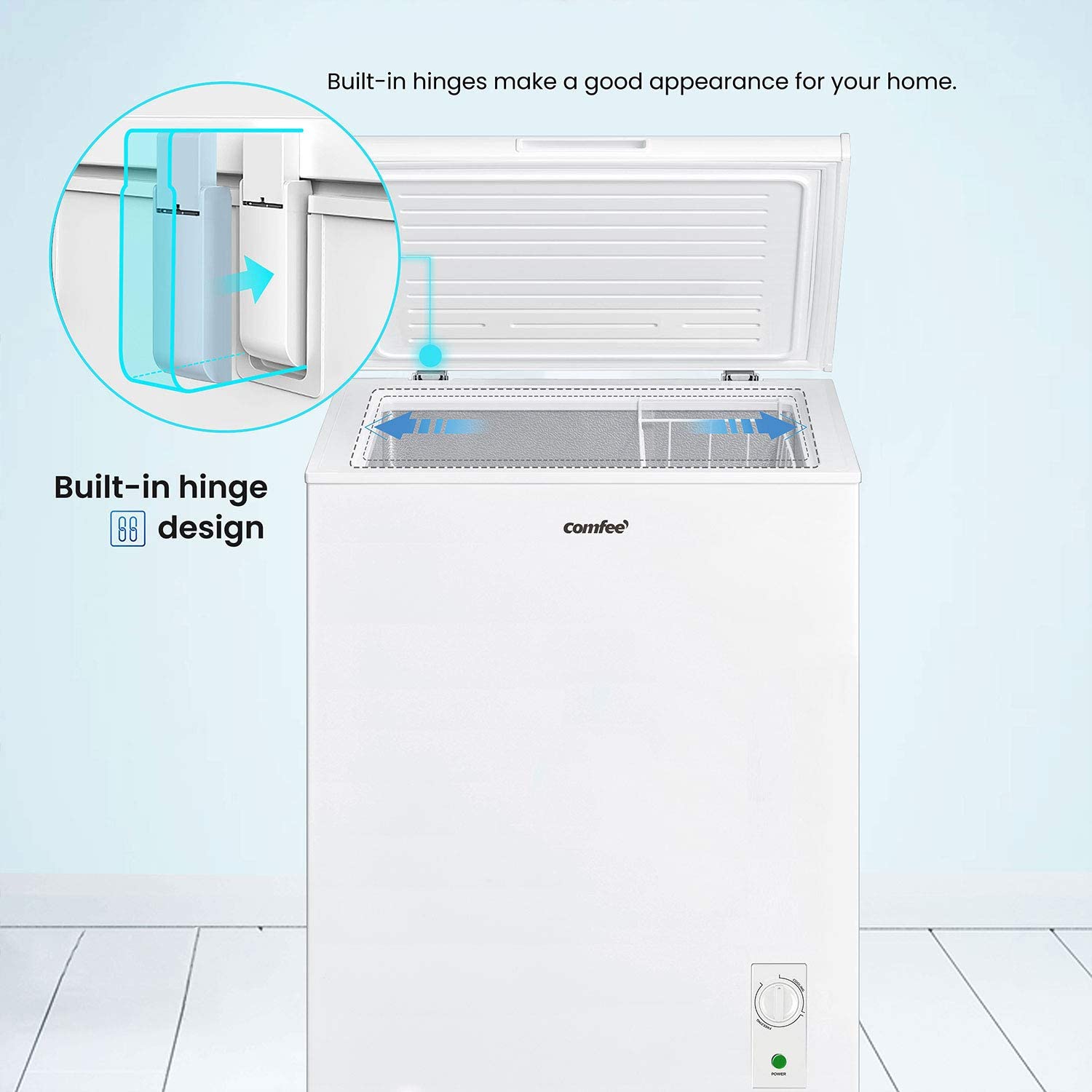 142L Freestanding White Chest Freezer with Adjustable Thermostats