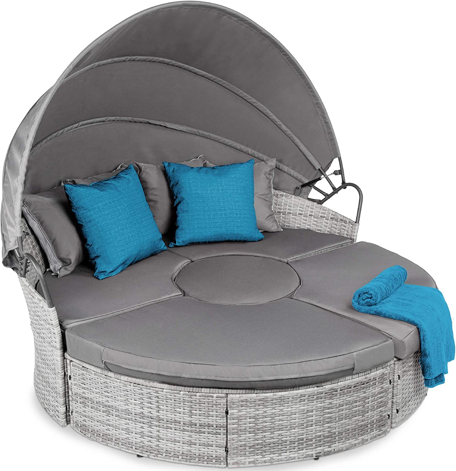 Best Choice Products 5-Piece Modular Patio Wicker Daybed Sectional Conversation Lounger Set w/ 2-in-1 Setup