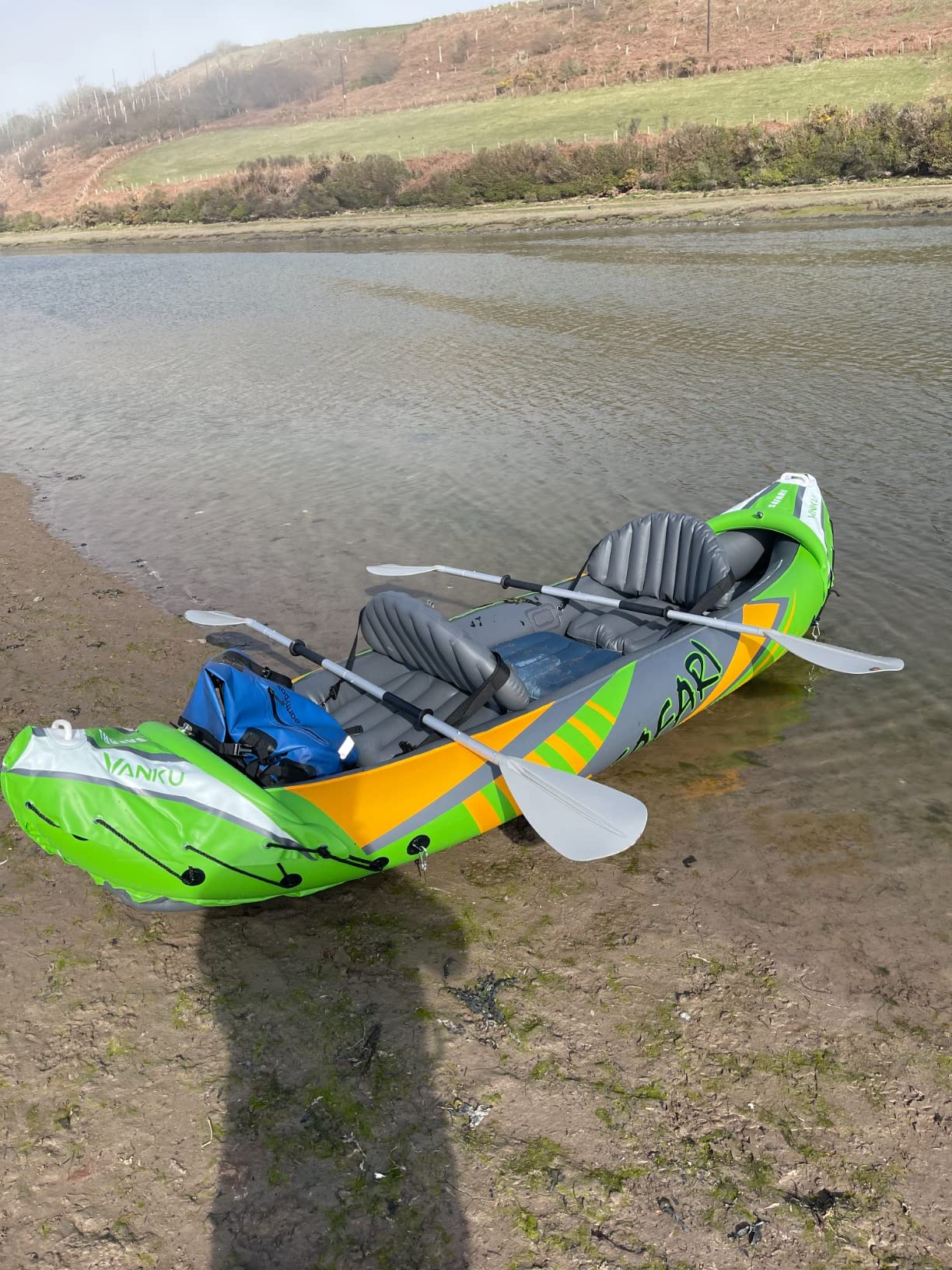 【Sports&Outdoors】Inflatable Kayak 2 Person with Sun Canopy, for Lake, Rivers, Streams