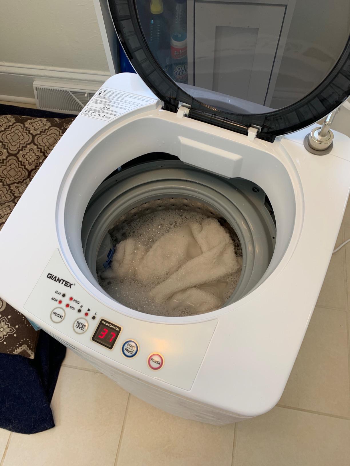 【Appliances】Giantex Portable Washing Machine, Full Automatic Washer & Dryer Combo with Built-in Pump Drain