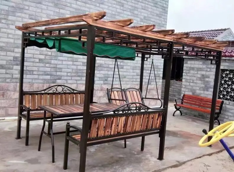 【Gazebo】Outdoor Gazebo Swing Grape Rack Anti-Corrosion Wood Aluminum Alloy