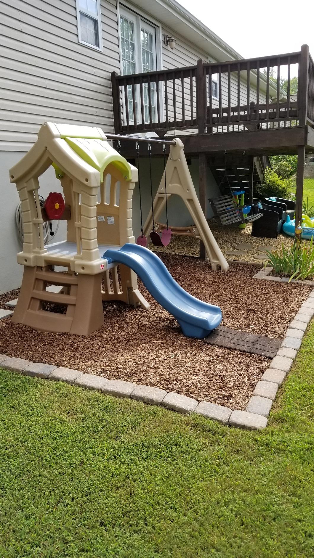 【Baby&Kids】Play Up Gym Set, Kids Outdoor Swing Set with Slide, Plastic Play Set with Swings