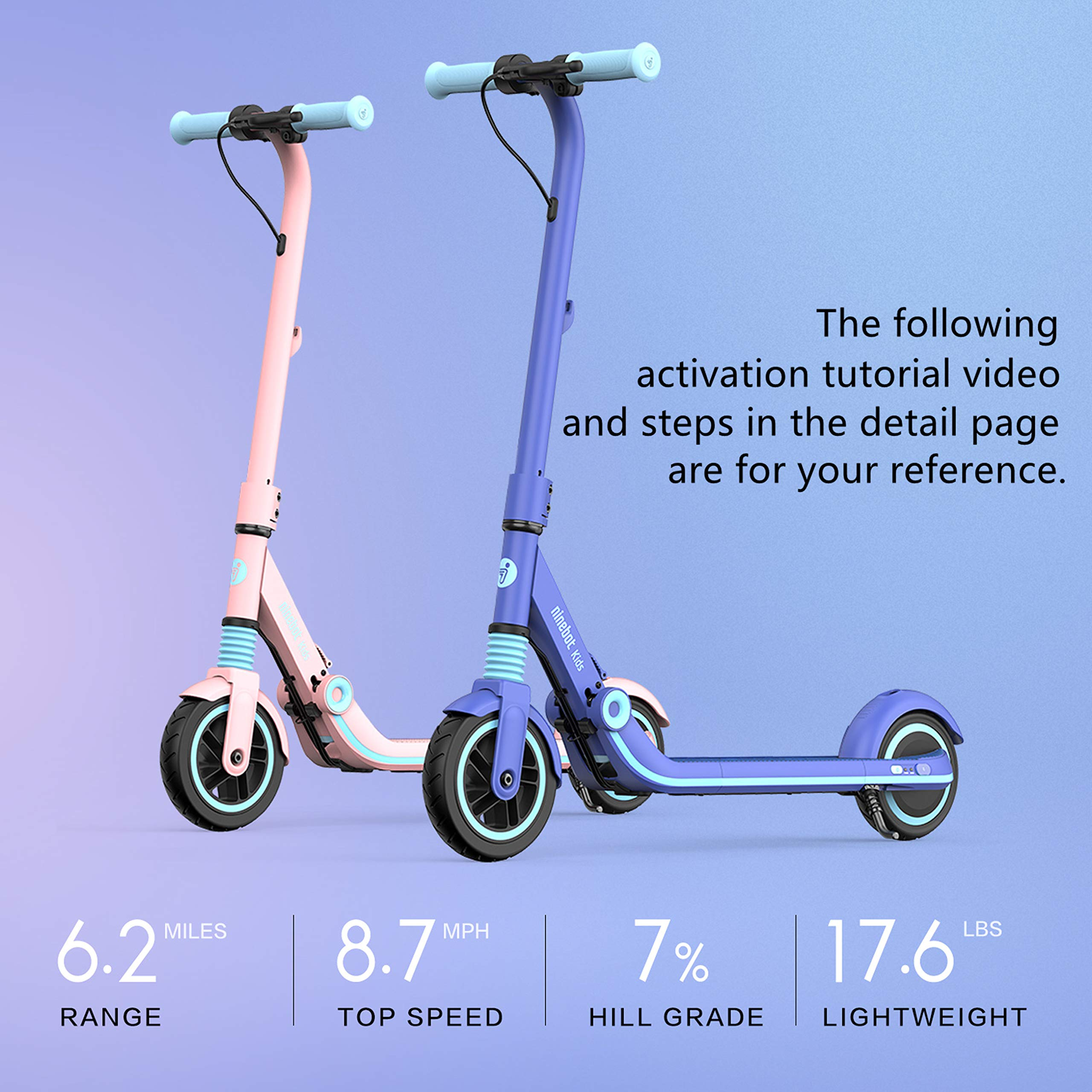 【Sports&Outdoors】Segway Ninebot Electric Kick Scooter for Kids, 6.2 Miles Range & 8.7 MPH(10, 11.2MPH)