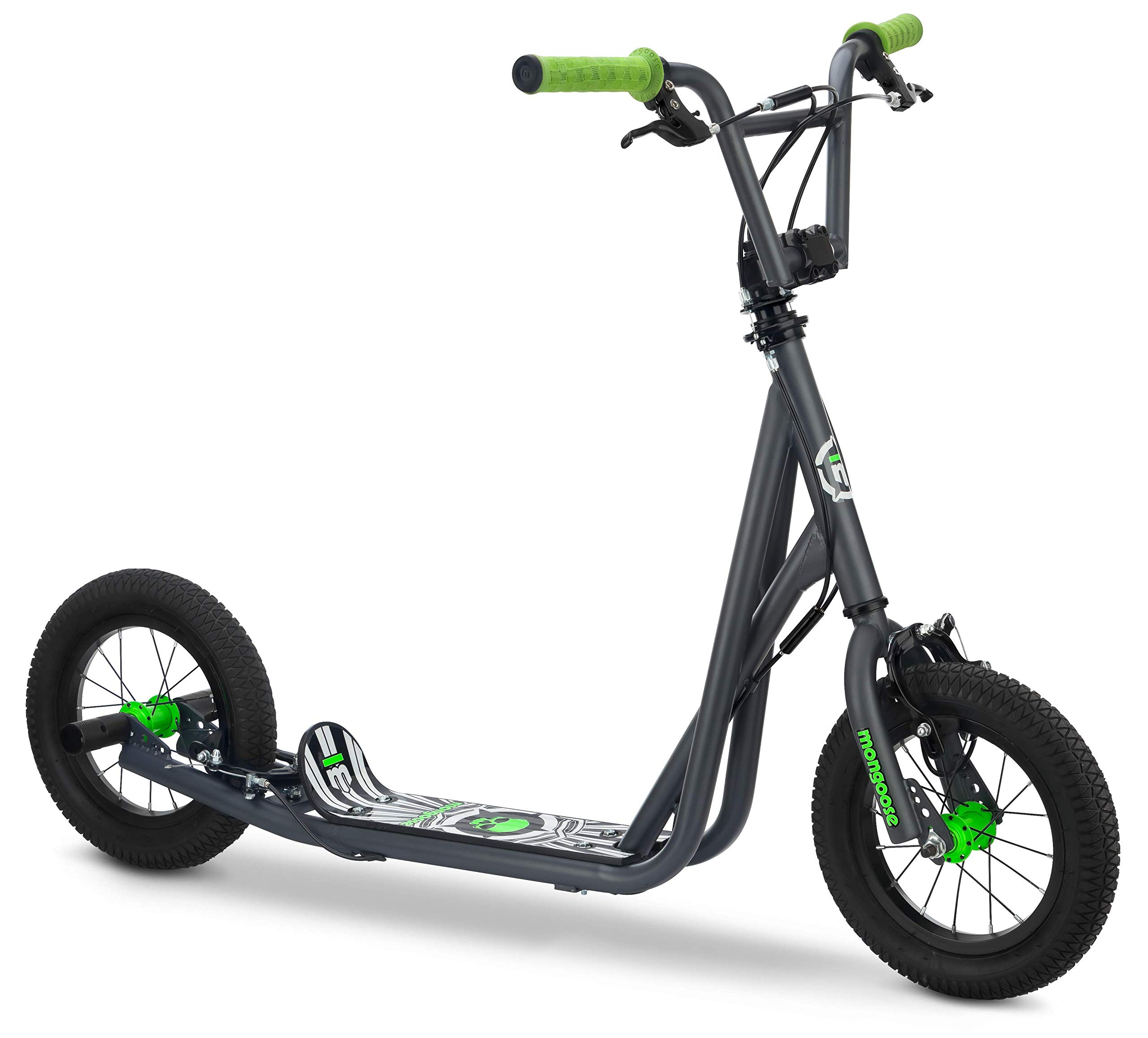 【Sports&Outdoors】Expo Youth Scooter, Front and Rear Caliper Brakes, Rear Axle Pegs, 12-Inch Inflatable Wheels