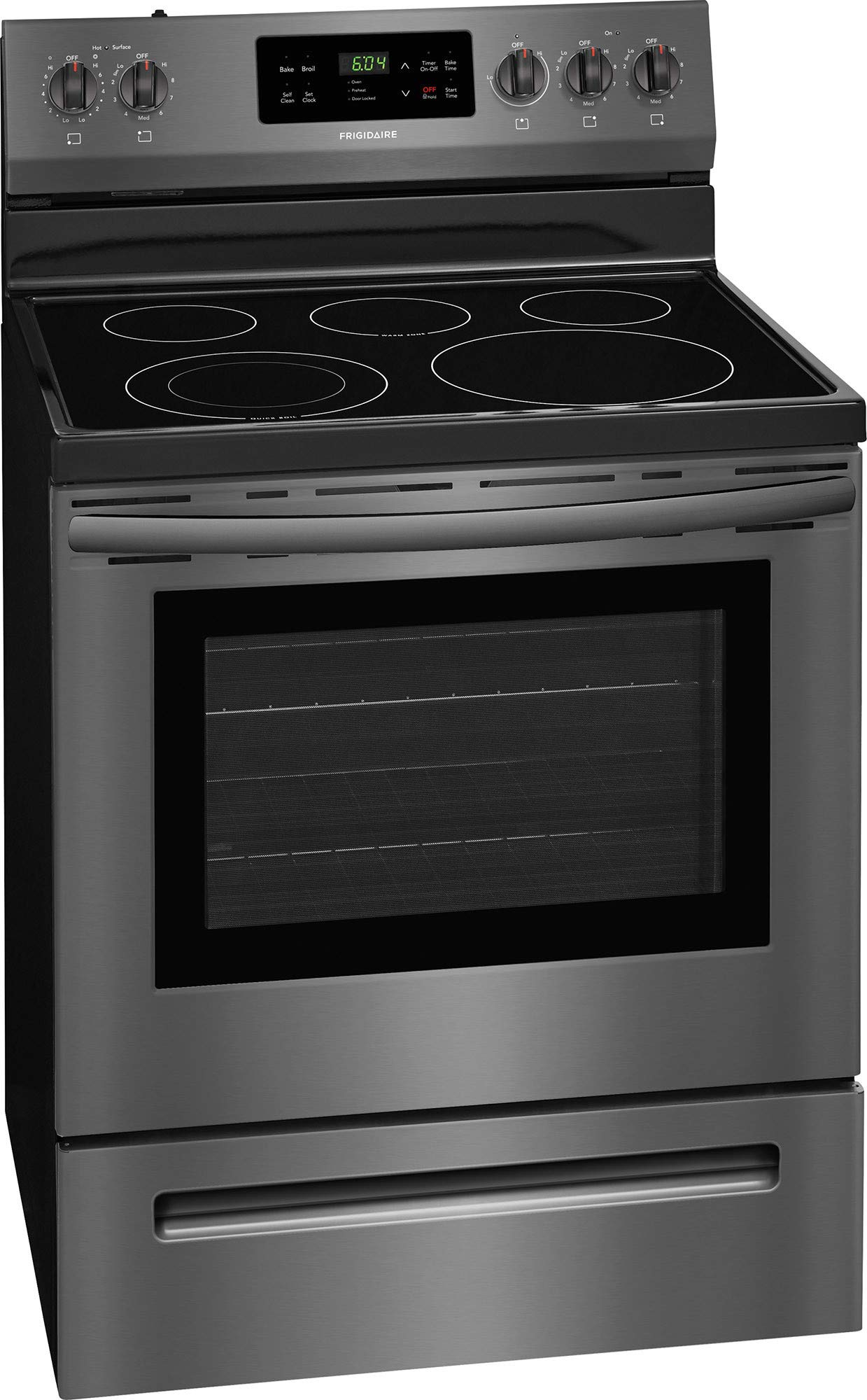【Appliances】30 Freestanding Electric Range with 5.3 cu. ft. Capacity 2 Oven Racks Storage Drawer 5 Heating Elements