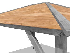 【Gazebo】Garden Bar Gazebo Heavy Duty Pressure Treated Shelter with Roof Shingles, Log Bar & 2 Side Panels