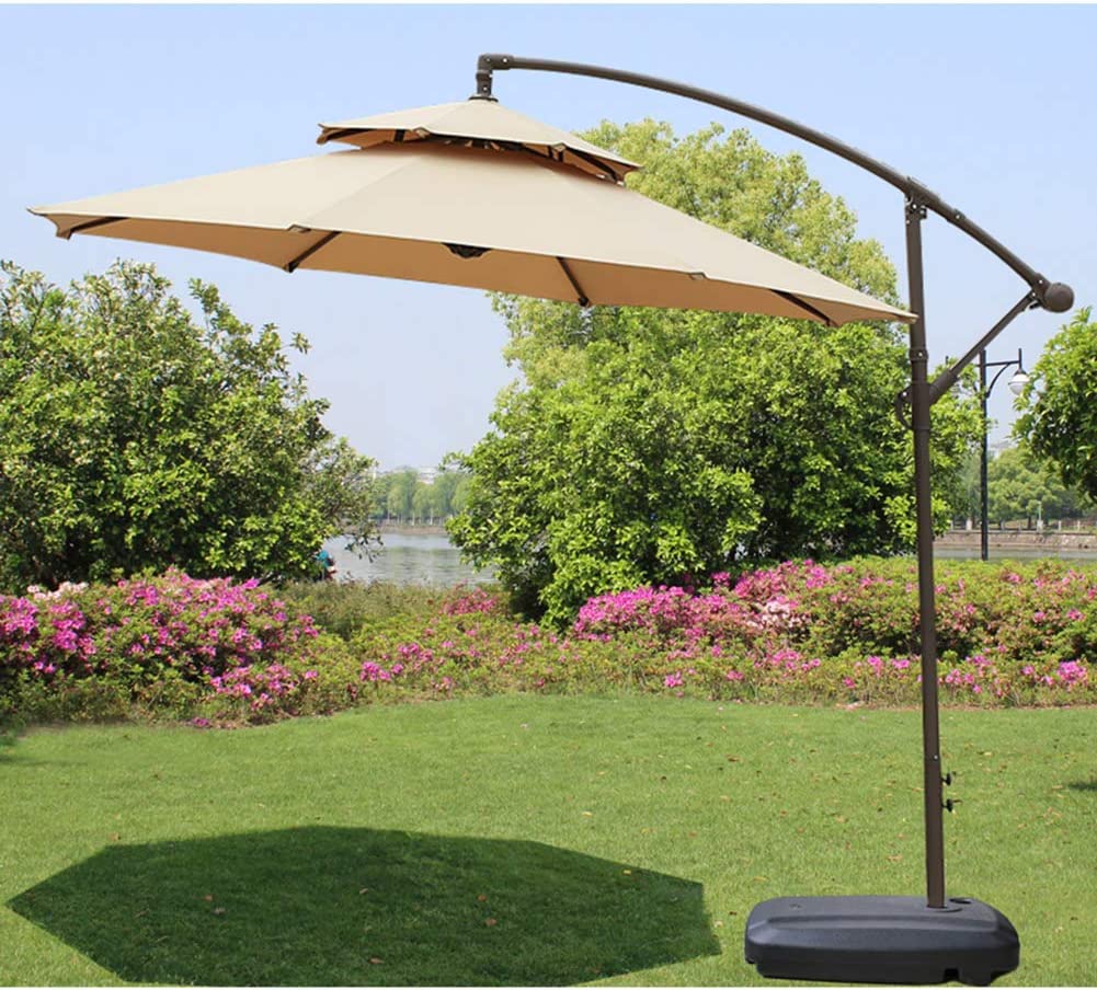 【Home&Garden】Patio Umbrella, 9Ft Cantilever Outdoor Terrace Hanging Umbrella, Stylish Double Top