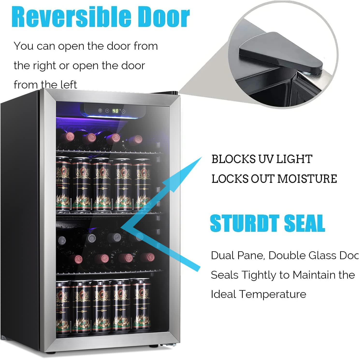 Antarctic Star 26 Bottle Wine Cooler/Cabinet Beverage Refrigerator Mini Wine Cellar Beer Soda