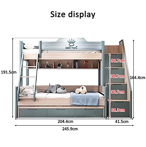 【Furniture】Double Full Bunk Bed Wooden Loft Bed, with Theater, Farmhouse, Ladder, Locker & Guardrail