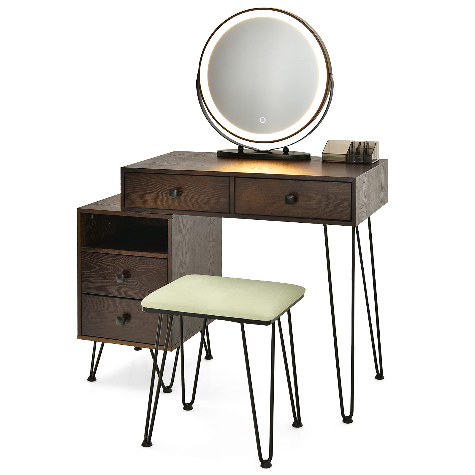 【Furniture】Vanity Set with 3 Colors Lighted Mirror