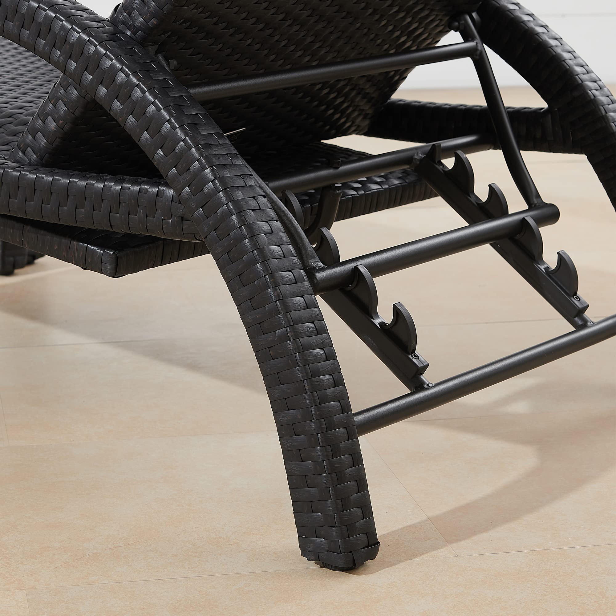 【Home&Garden】Outdoor Wicker Convertible Chaise Lounge Patio Woven Padded 2-Pack Aluminum Lounger