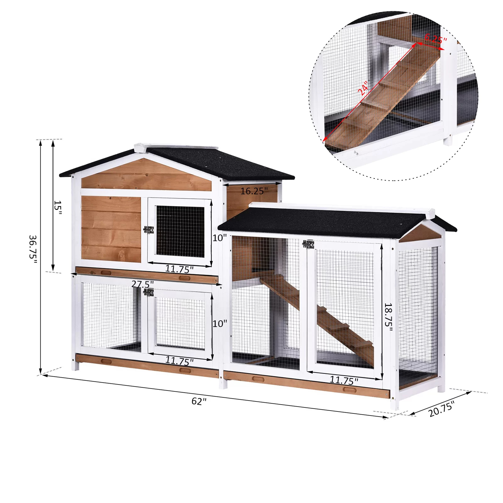 【Pet】Violetta Weather Resistant Rabbit Hutch with Ramp