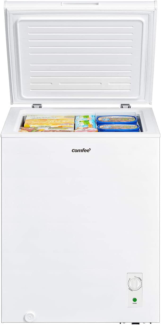 142L Freestanding White Chest Freezer with Adjustable Thermostats