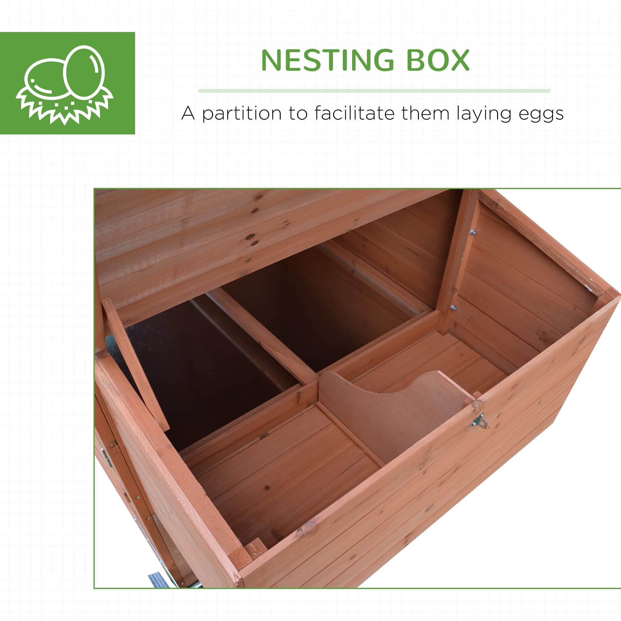 【Home&Garden】96.5 Chicken Coop Wooden Rabbit Hutch Portable Backyard Outdoor Run and Nesting Box Natural