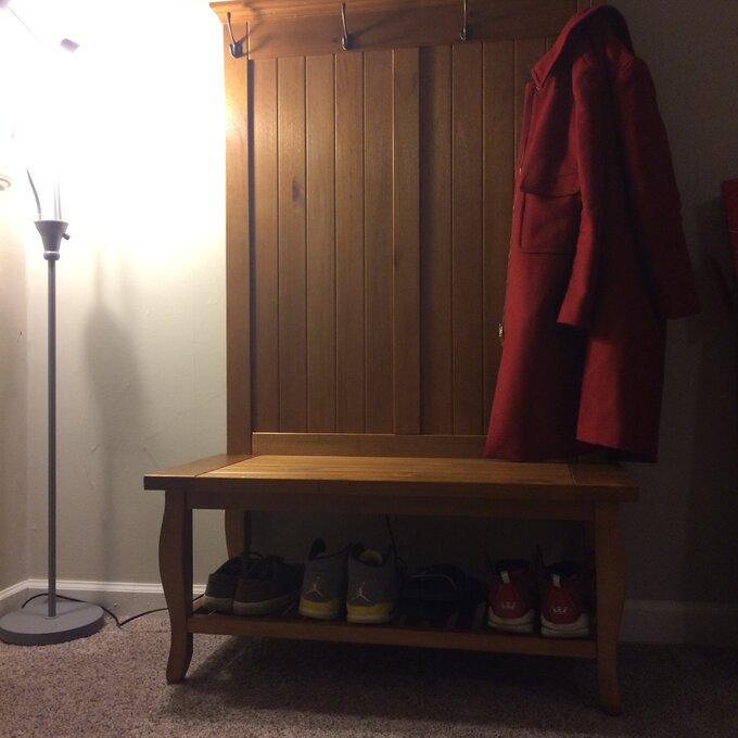 【Furniture】Bernnadette 40'' Wide Pine Solid Wood Hall Tree with Bench