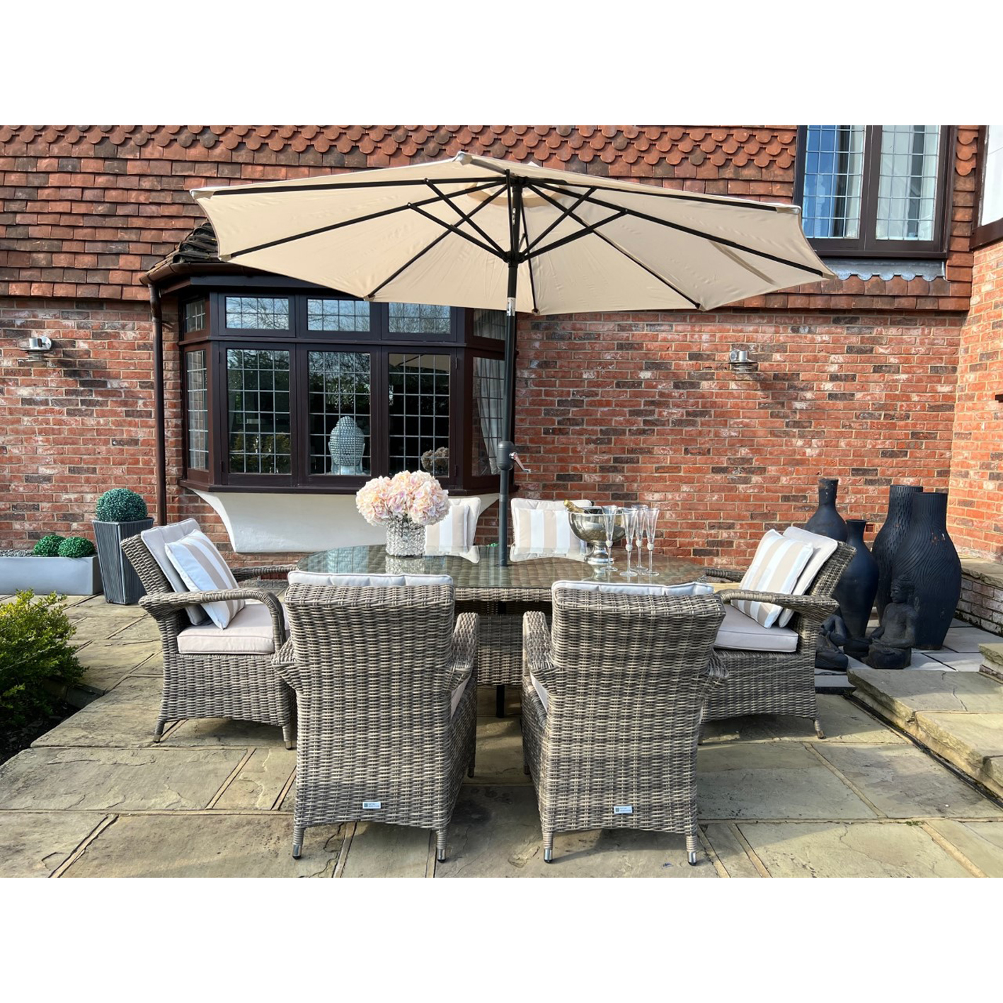 【Home&Garden】6 Savannah Armchairs 1.8 mtr Oval Set